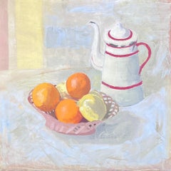 Sunlit Still Life with Oranges 
Lemons 20th Century French Post Oil Painting