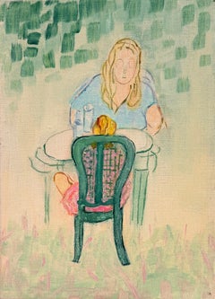 Woman Enjoying a Picnic with a Child French Modernist 20th Century Painting