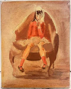 Young Girl Seated in an Armchair French Modernist 20th Century Painting