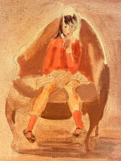 Young Girl Seated in an Armchair French Modernist 20th Century Painting