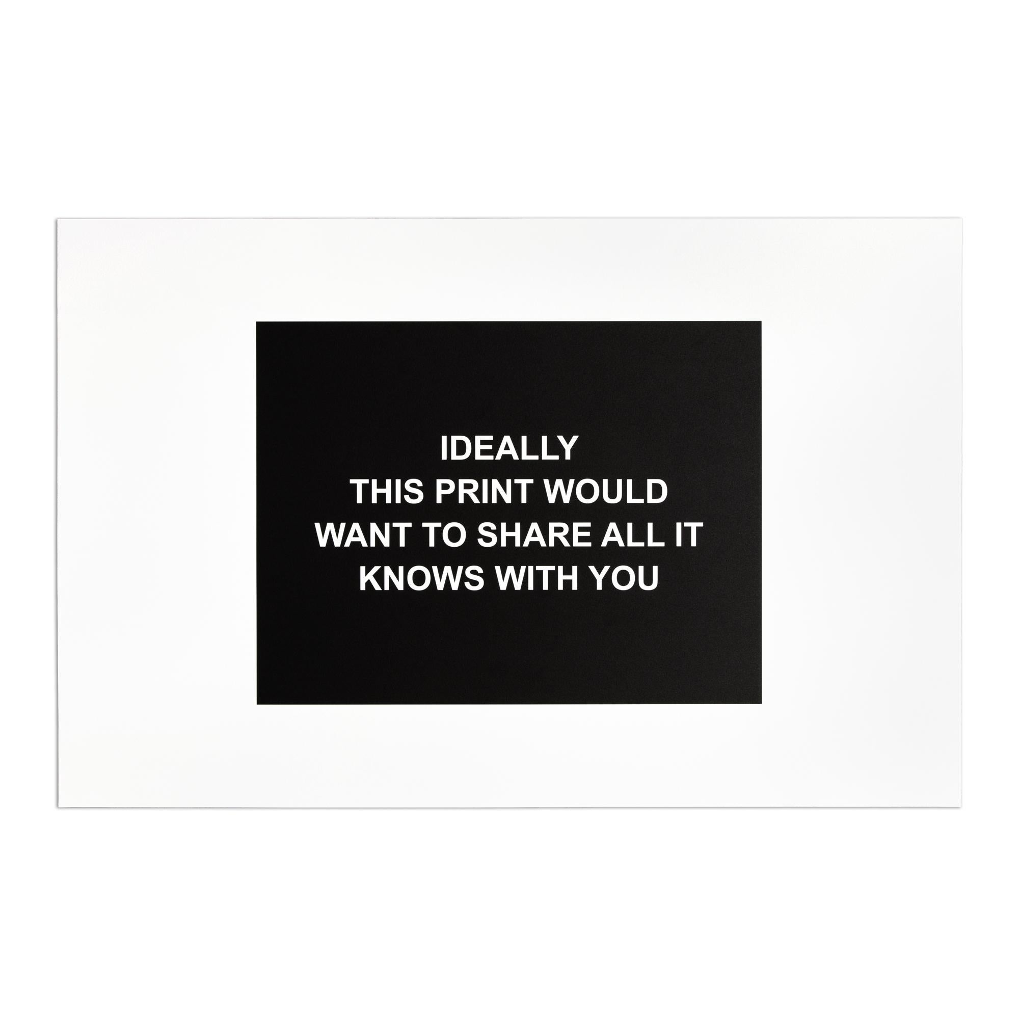 Laure Prouvost (Französisch, geb. 1978)
Im Idealfall würde dieser Druck alles, was er weiß, mit Ihnen teilen wollen, 2020
Medium: Lithographie auf Papier
Abmessungen: 49,5 x 76 cm
Auflage von 40 Stück: handsigniert und nummeriert
Zustand: Neuwertig