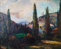 Vintage Landscape with cypresses