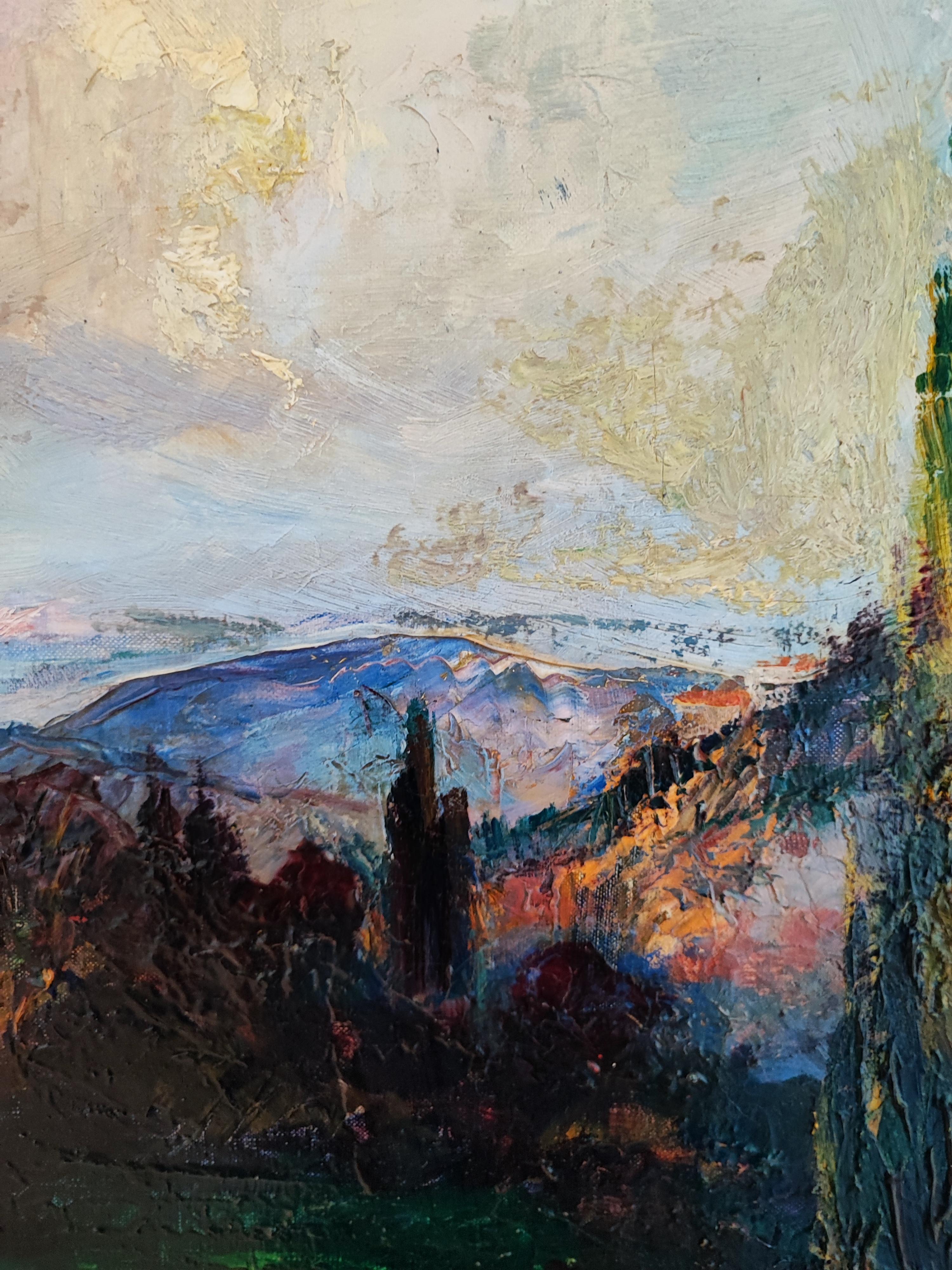 Landscape with cypresses For Sale 2