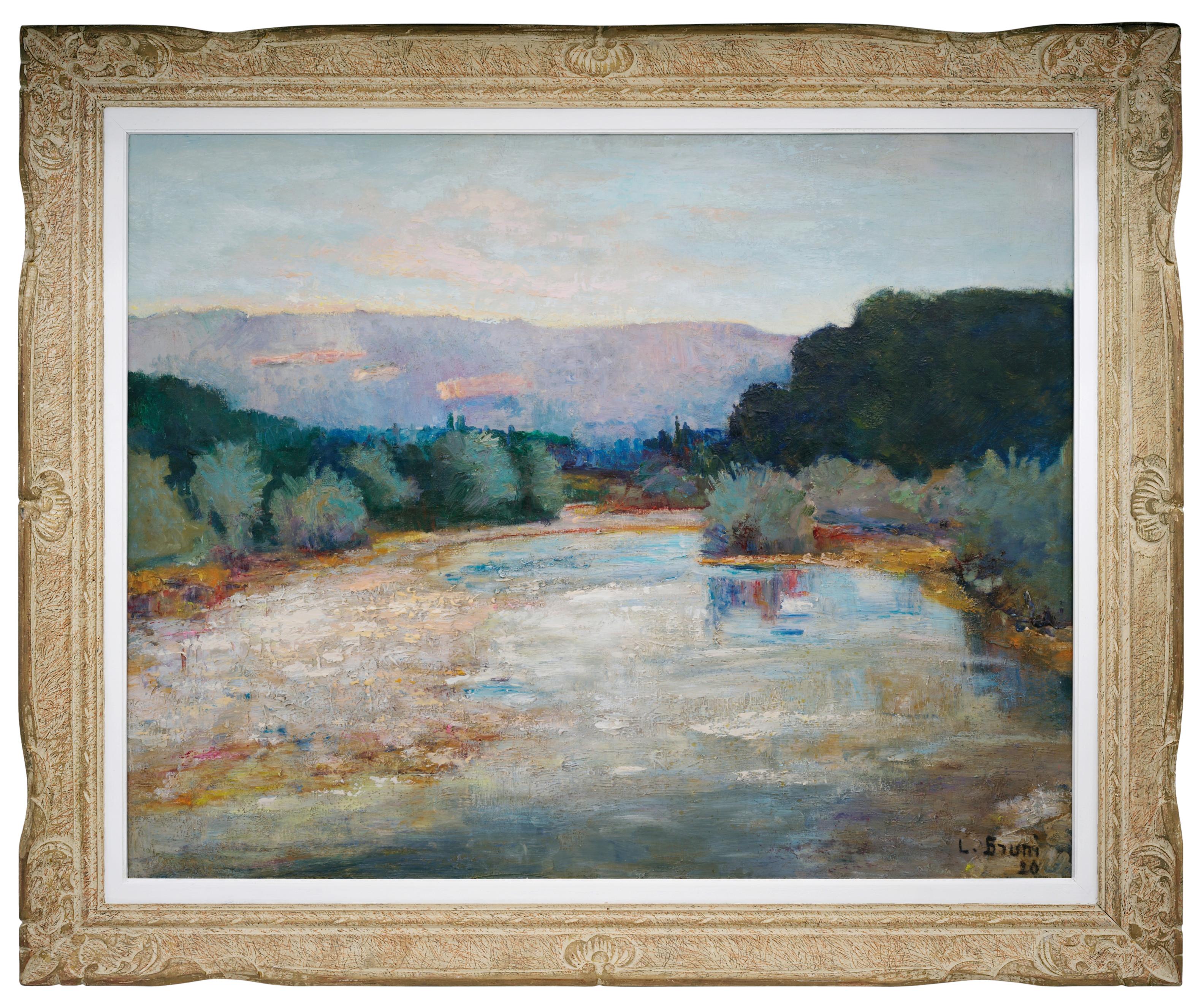 Laure Stella Bruni Landscape Painting - Laure Bruni, Oil on canvas, "Landscape of Drôme", 1926
