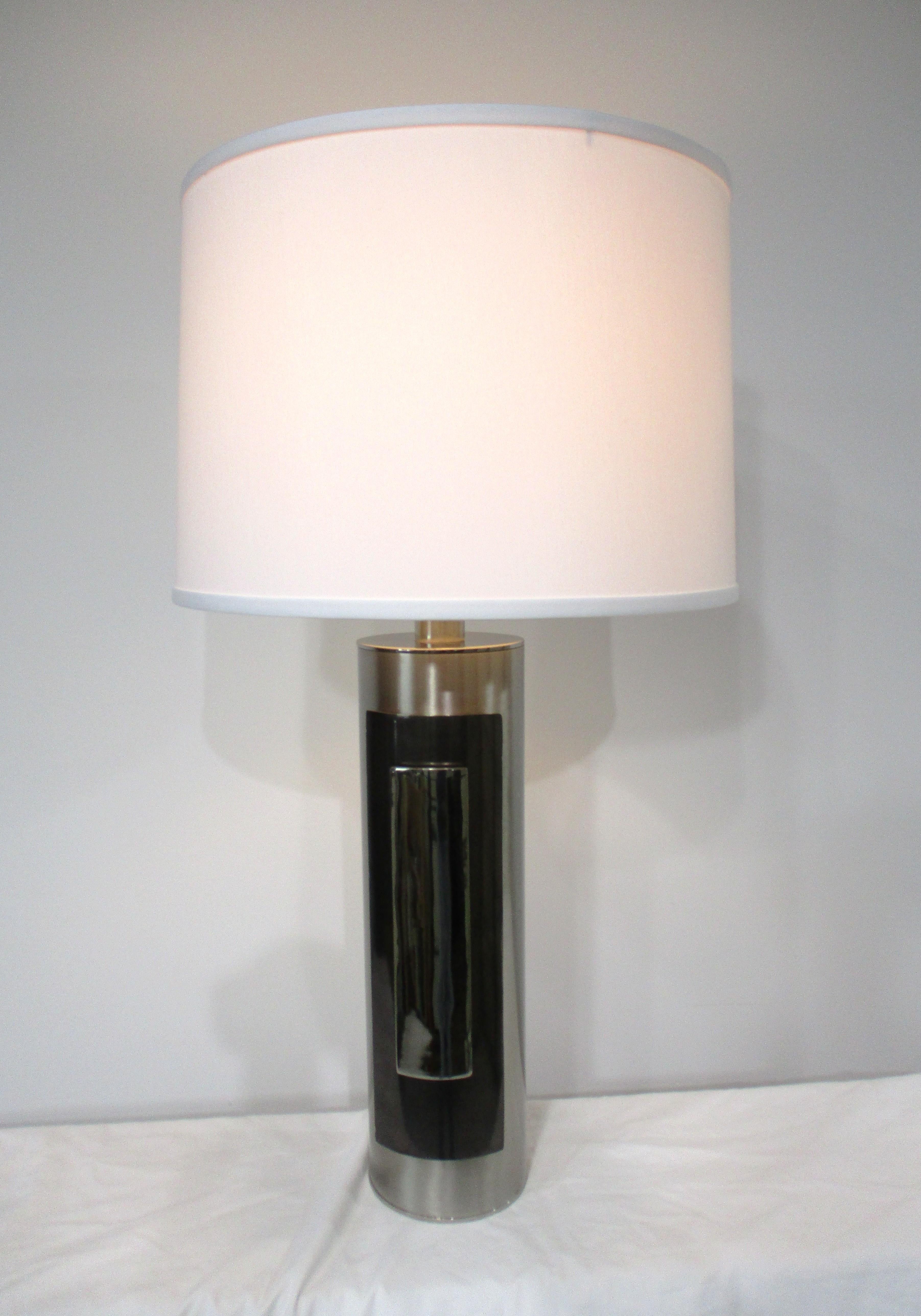 Laurel 70's Chrome / Black Chrome Table Lamp in vendita 4