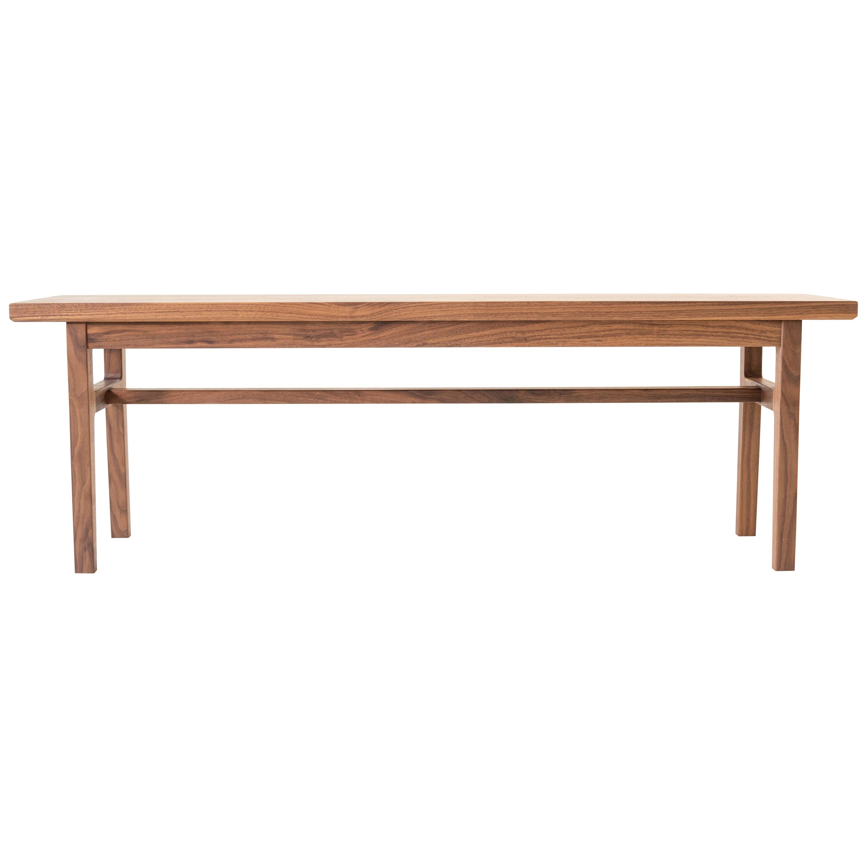 Laurel Bench, Modern Walnut Bench with Sculpted Joinery For Sale