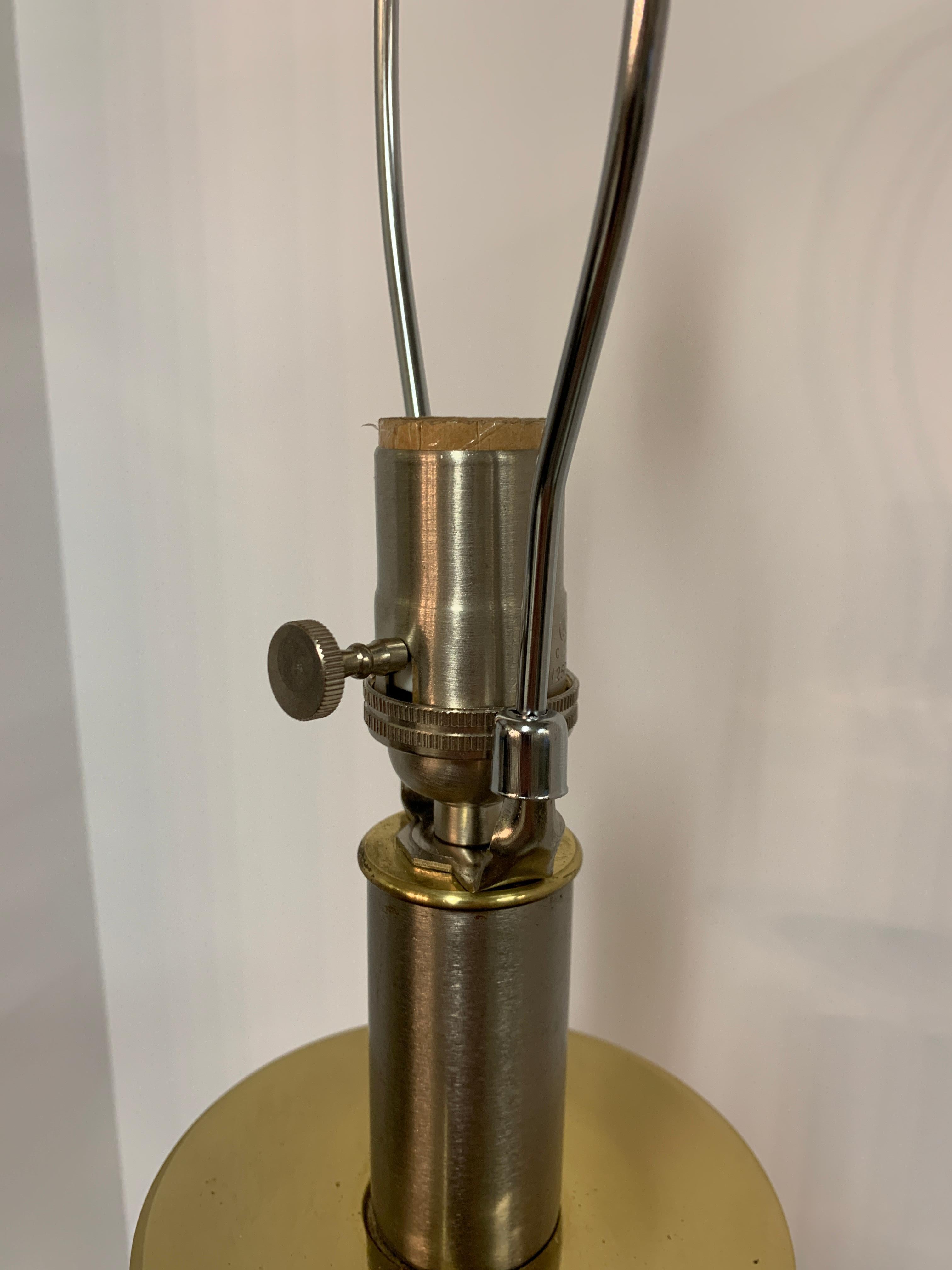 20th Century Laurel Brushed Steel and Brass Lamp For Sale