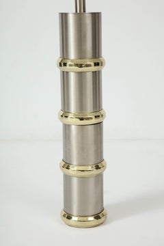 Laurel Brushed Steel, Brass Cylinder Lamps