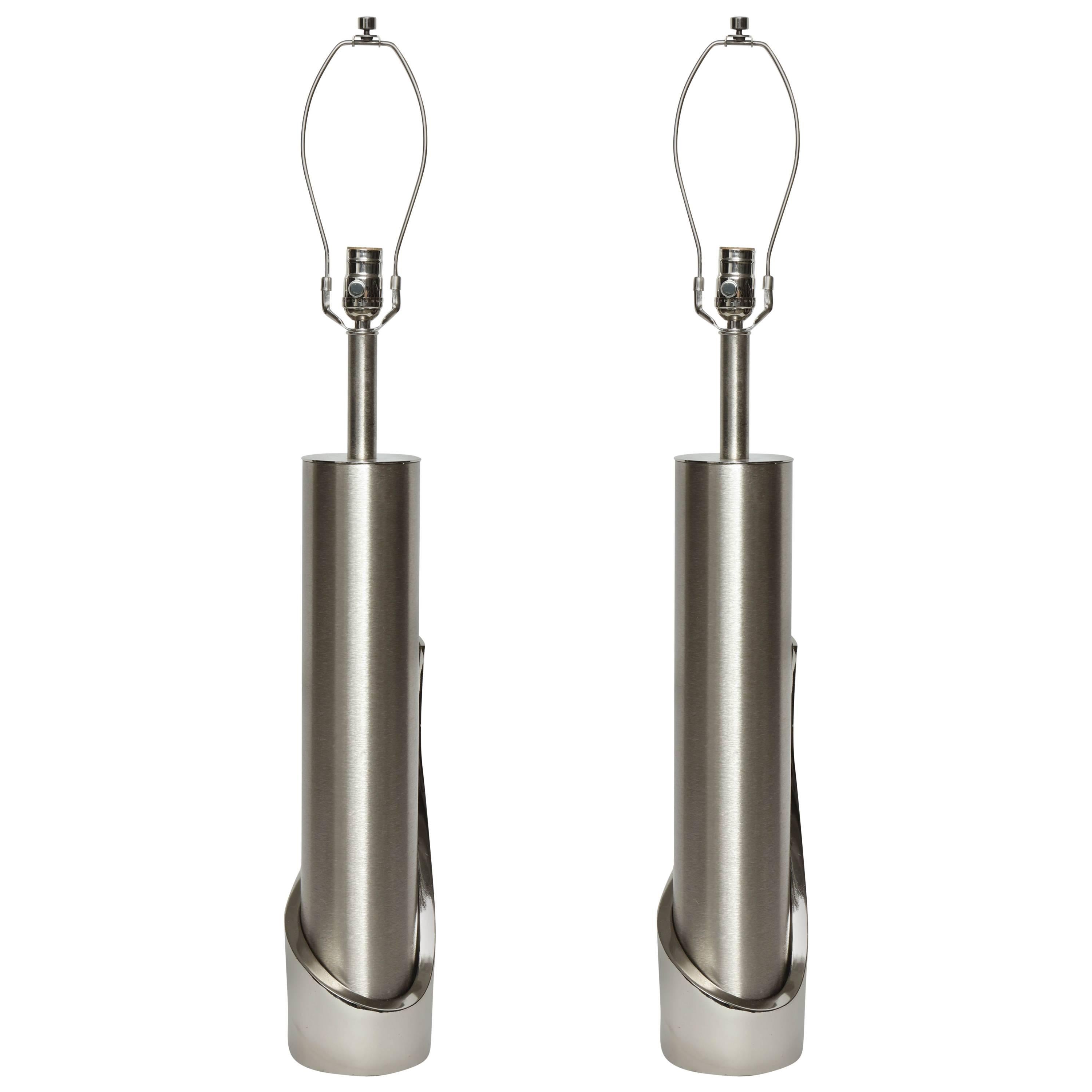 Laurel Brushed Steel Cylinder Lamps