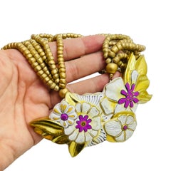 LAUREL BURCH 1993 vintage gold flowers designer runway necklace