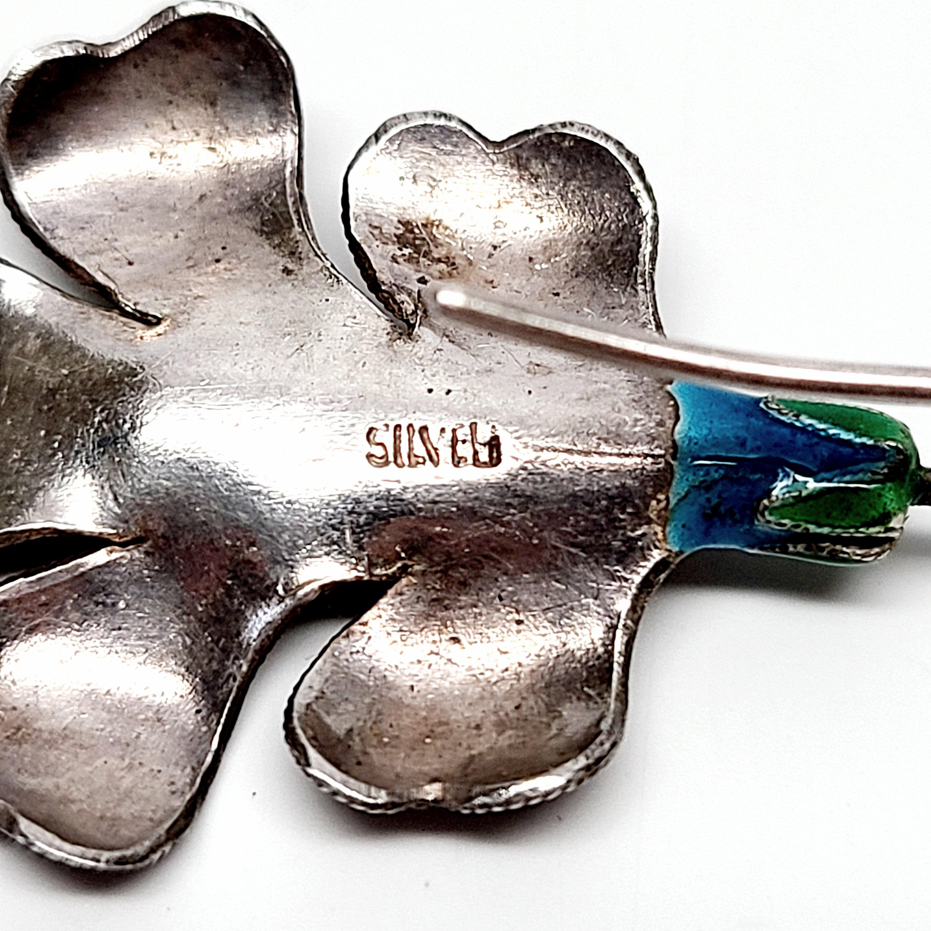 Laurel Burch Silber und Emaille Blumenohrringe 1