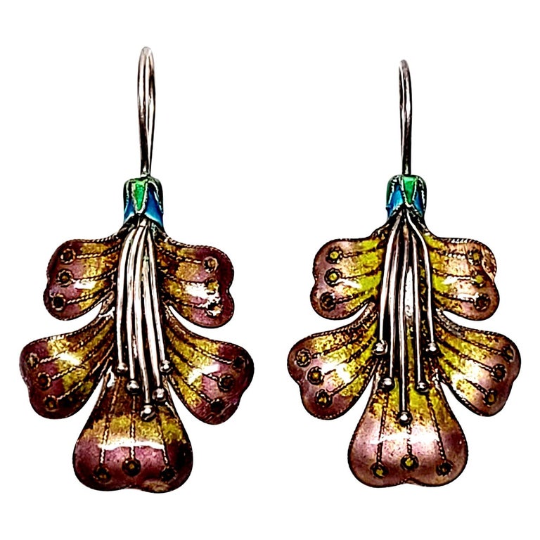 Laurel Burch Silver And Enamel Flower Earrings At 1stDibs laurel-burch-silver-and-enamel-flower-earrings-at-1stdibs