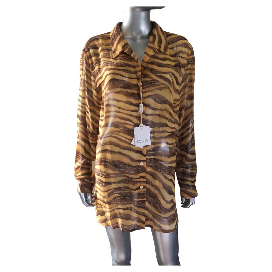 Laurèl by Escada Silk Chiffon Animal Print Blouse NWT Size 14 For Sale at  1stDibs
