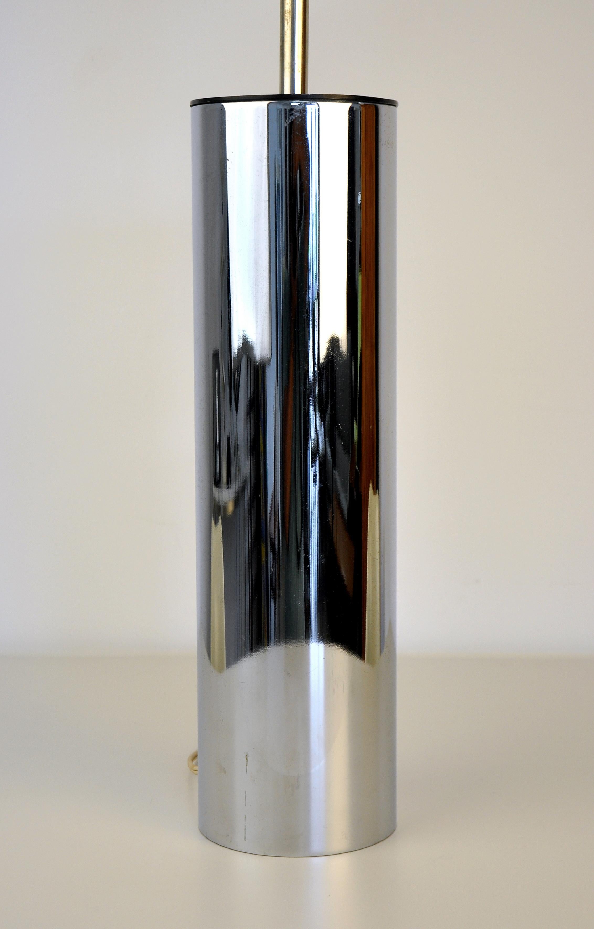 Mid-Century Modern Laurel Chrome Cylinder Lamp