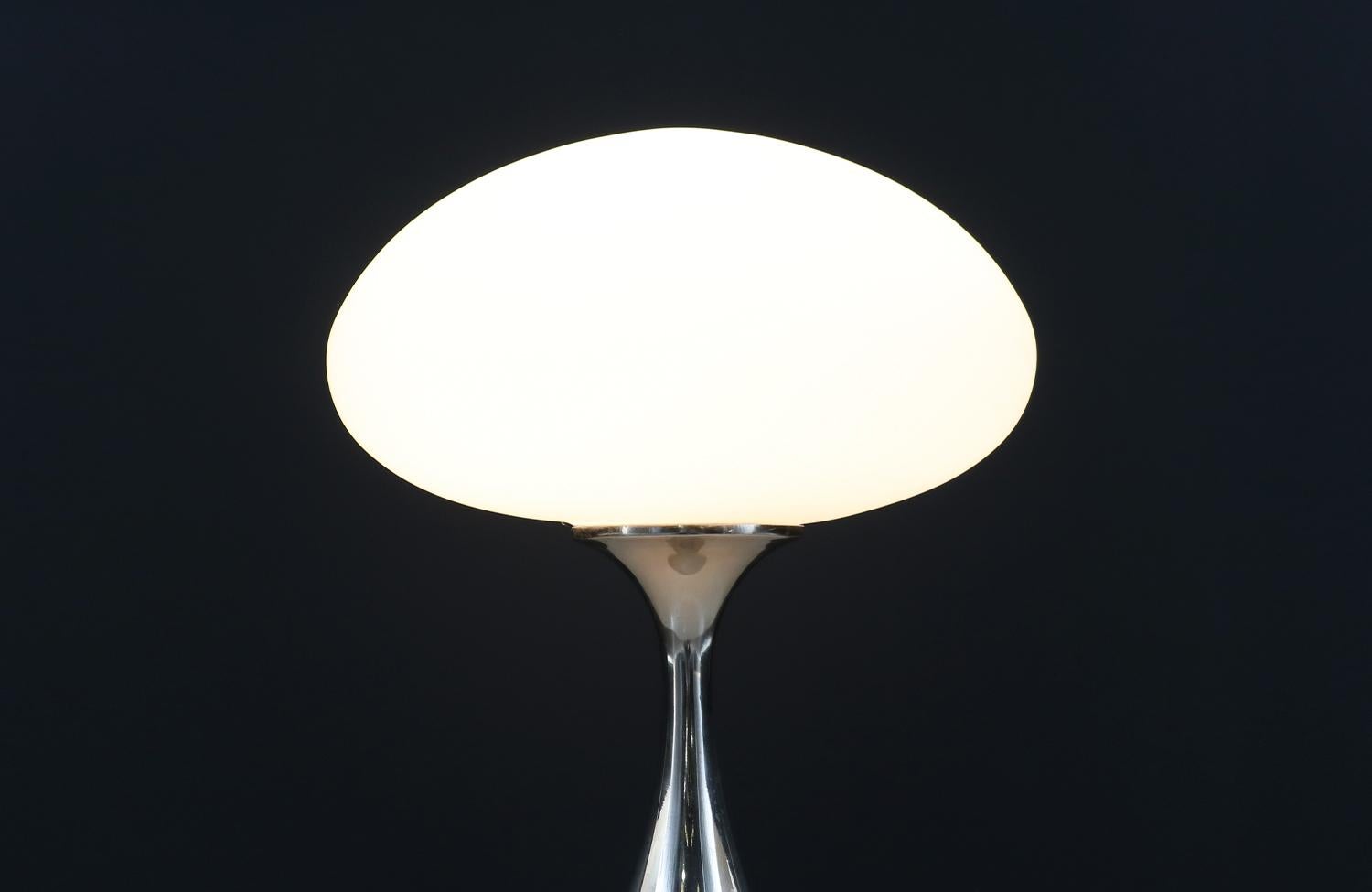 Mid-20th Century Laurel Chrome & Mushroom Frosted Glass Shade Lamp For Sale