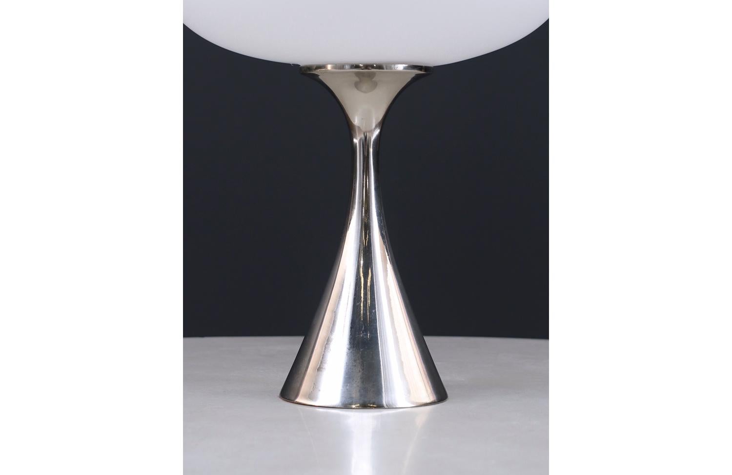 Laurel Chrome & Mushroom Frosted Glass Shade Lamp For Sale 1