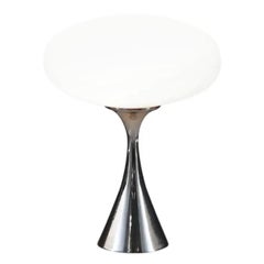 Laurel Chrome & Mushroom Frosted Glass Shade Lamp