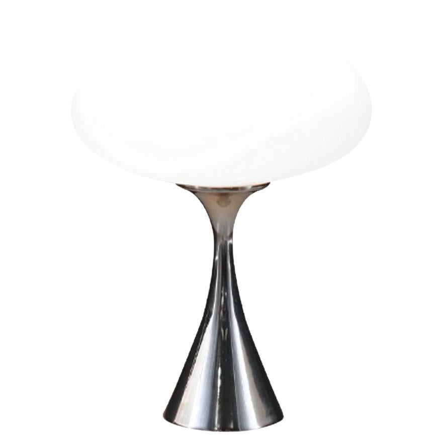 Laurel Chrome & Mushroom Frosted Glass Shade Lamp