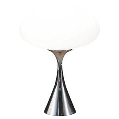 Vintage Laurel Chrome & Mushroom Frosted Glass Shade Lamp