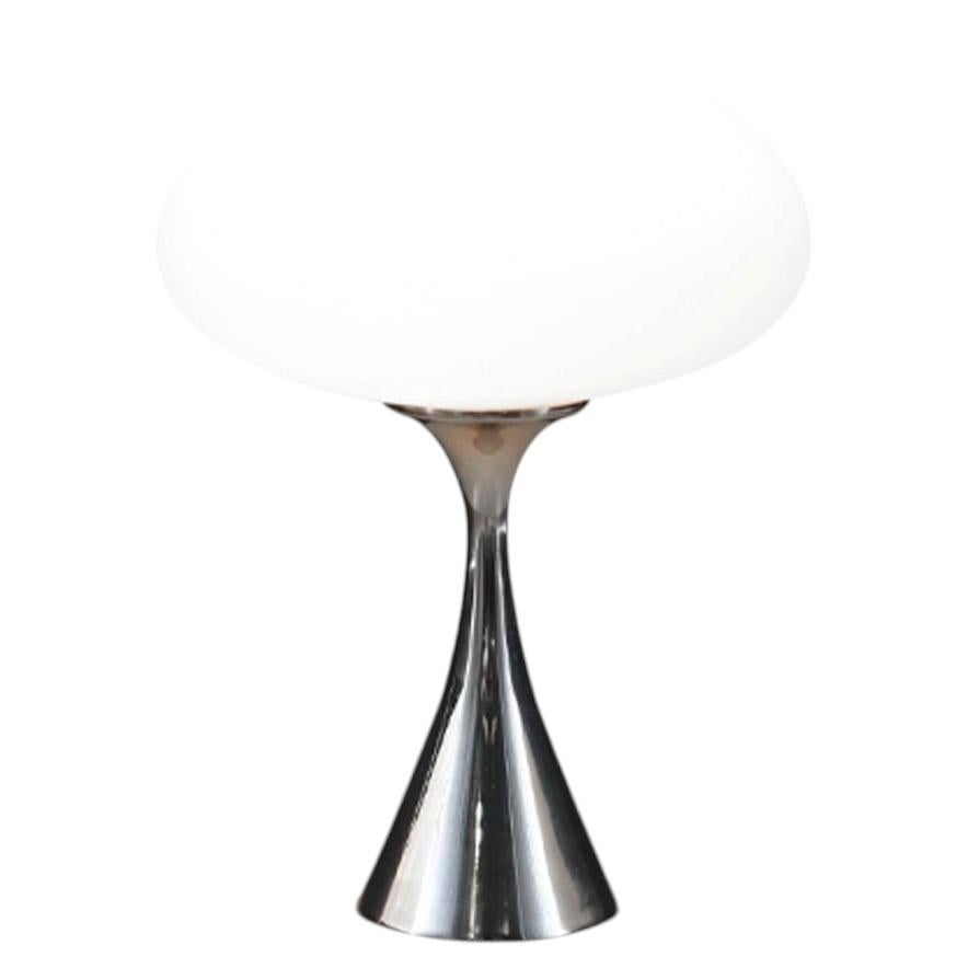 Laurel Chrome & Mushroom Frosted Glass Shade Lamp