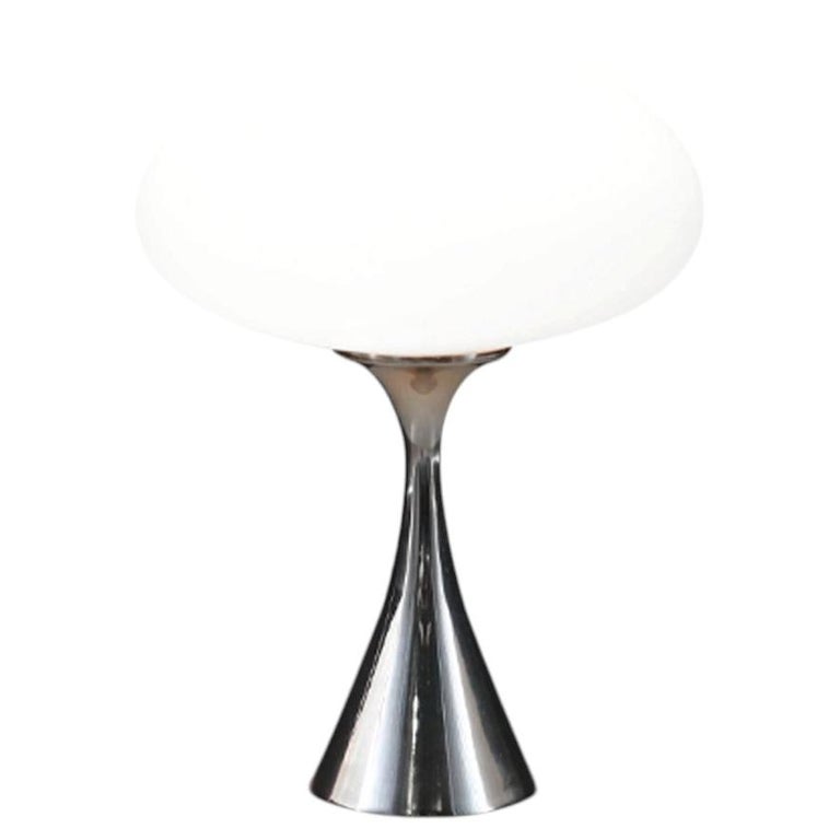 Laurel Chrome & Mushroom Frosted Glass Shade Lamp