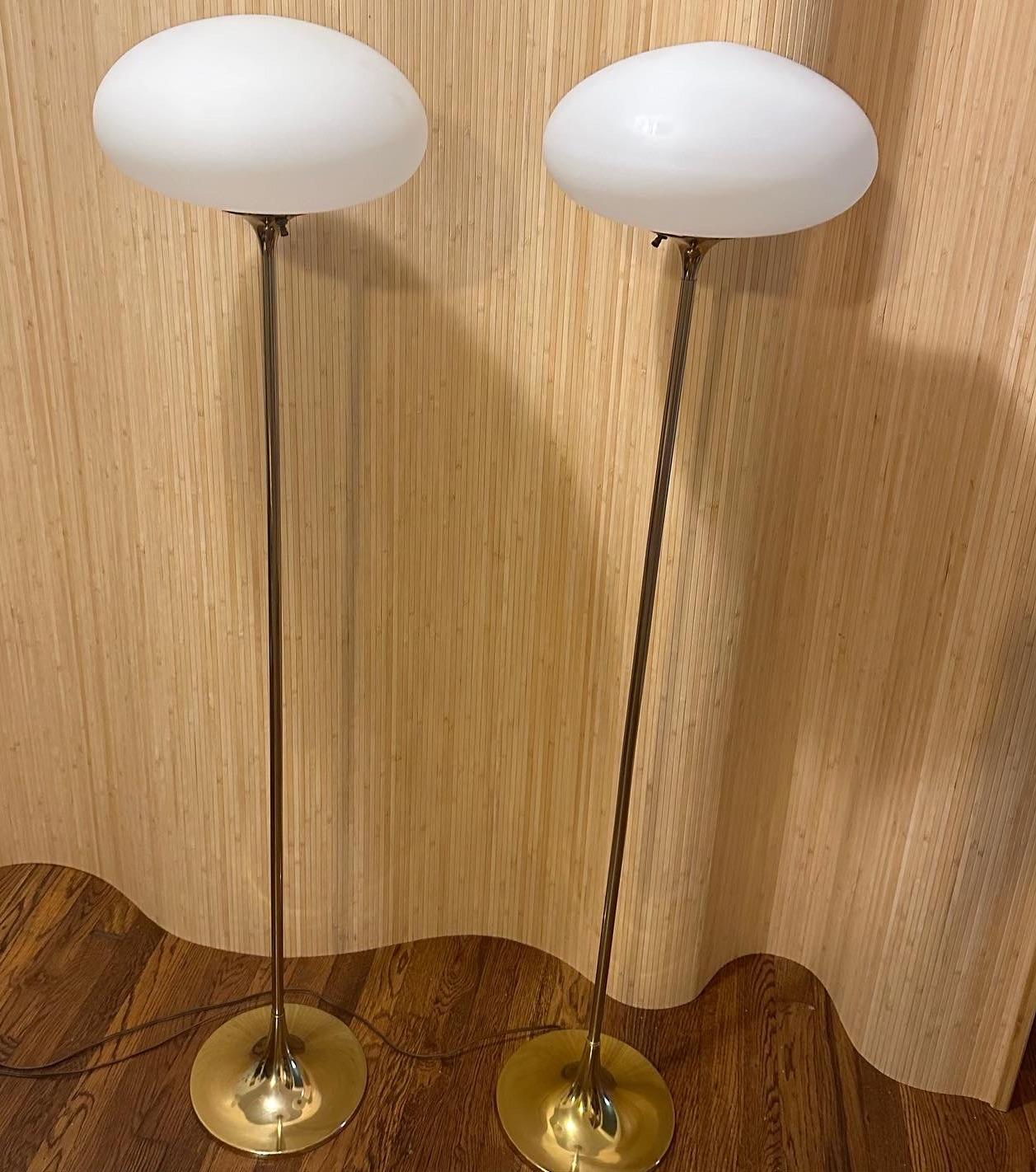 Mid-Century Modern Laurel Floor Lamp Mushroom Frosted Glass Shade  For Sale