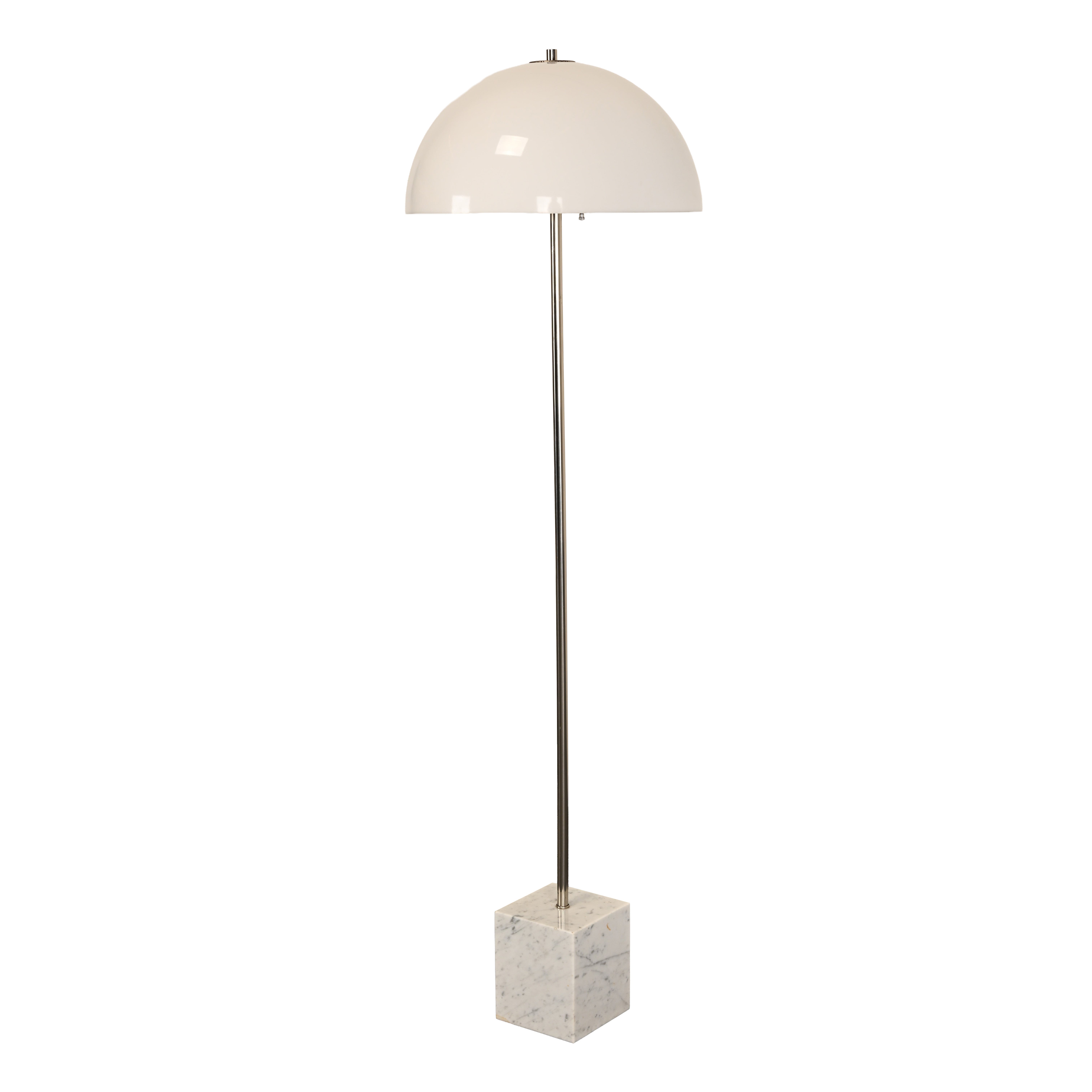 Lámpara de pie Laurel con base de mármol y pantalla abovedada original, década de 1960