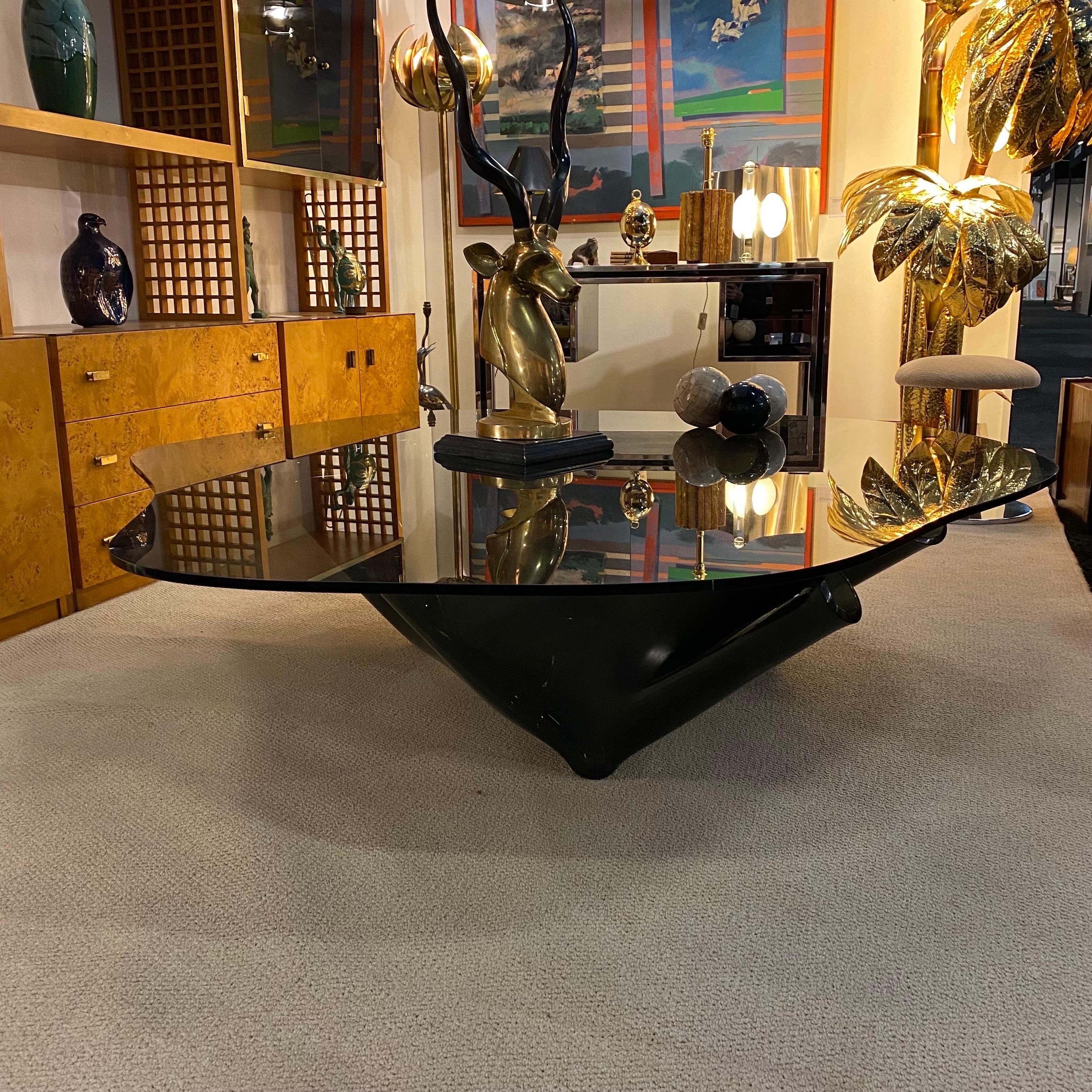Laurel Fyfe Sculptural Coffee Table Black Glass Handkerchief Art Postmodern 1990 For Sale 11