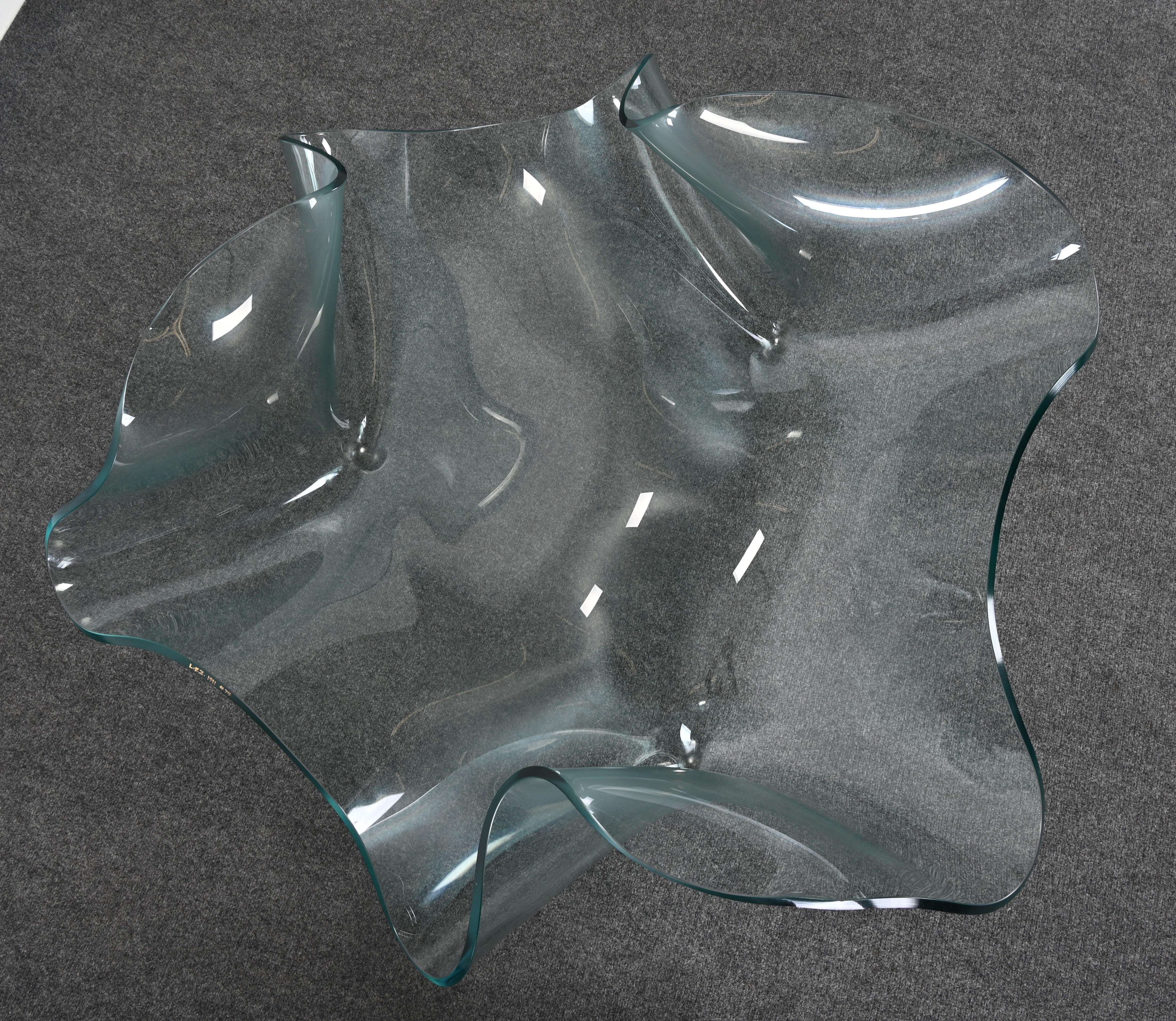 Laurel Fyfe Sculptural Handkerchief Art Glass Coffee Table, 1991 For Sale 4