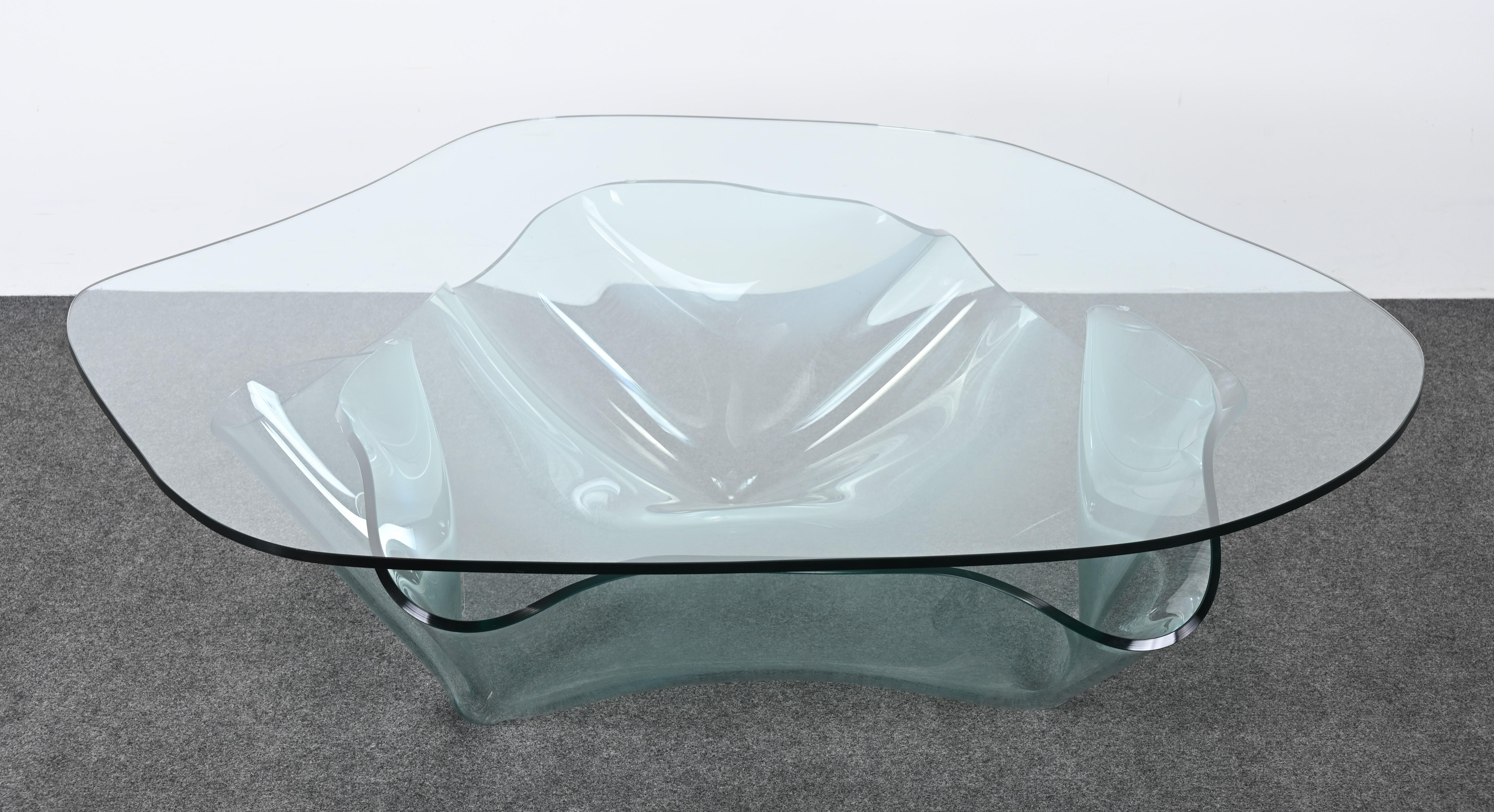Laurel Fyfe Sculptural Handkerchief Art Glass Coffee Table, 1991 For Sale 5
