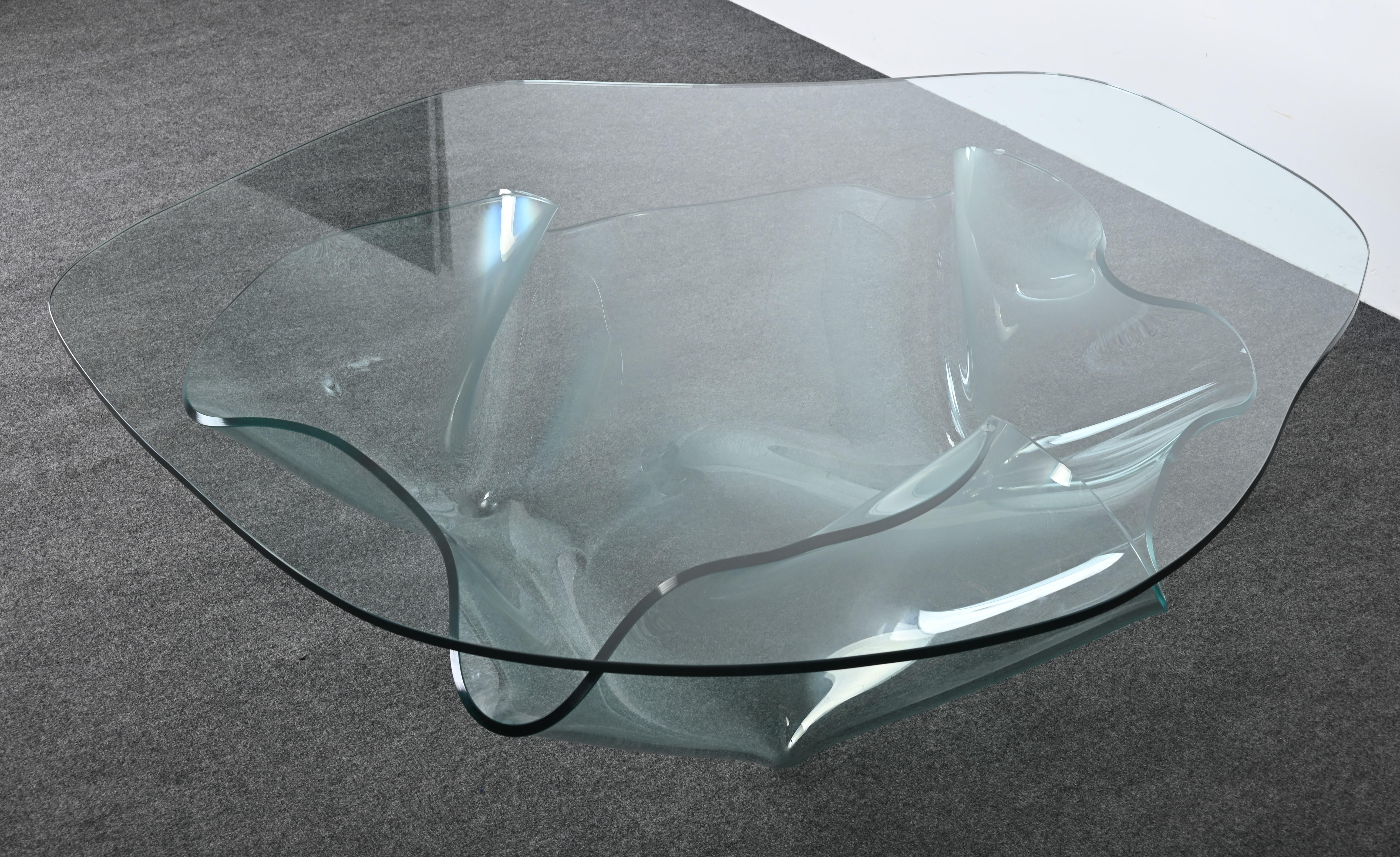 Laurel Fyfe Sculptural Handkerchief Art Glass Coffee Table, 1991 For Sale 9