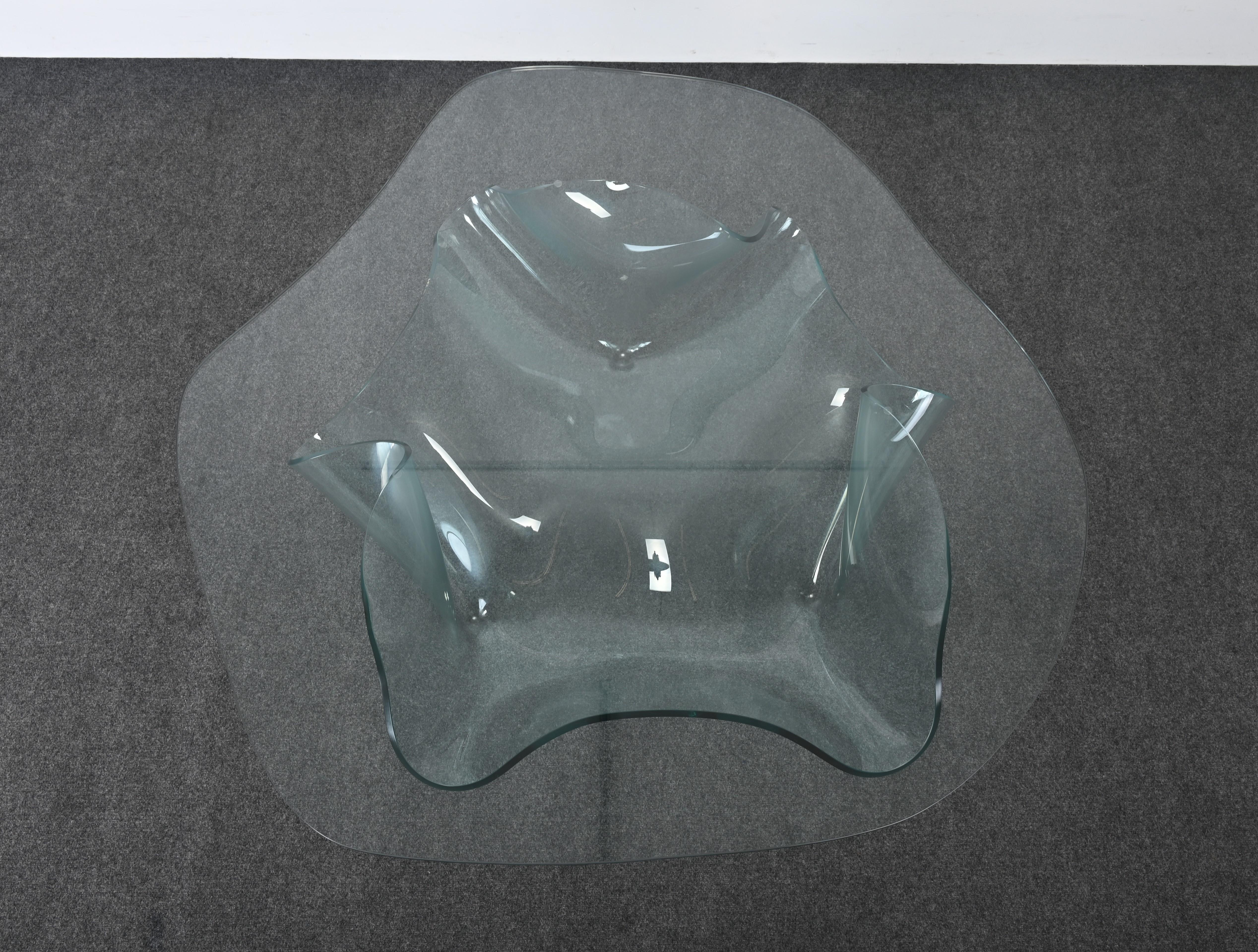 Laurel Fyfe Sculptural Handkerchief Art Glass Coffee Table, 1991 For Sale 12