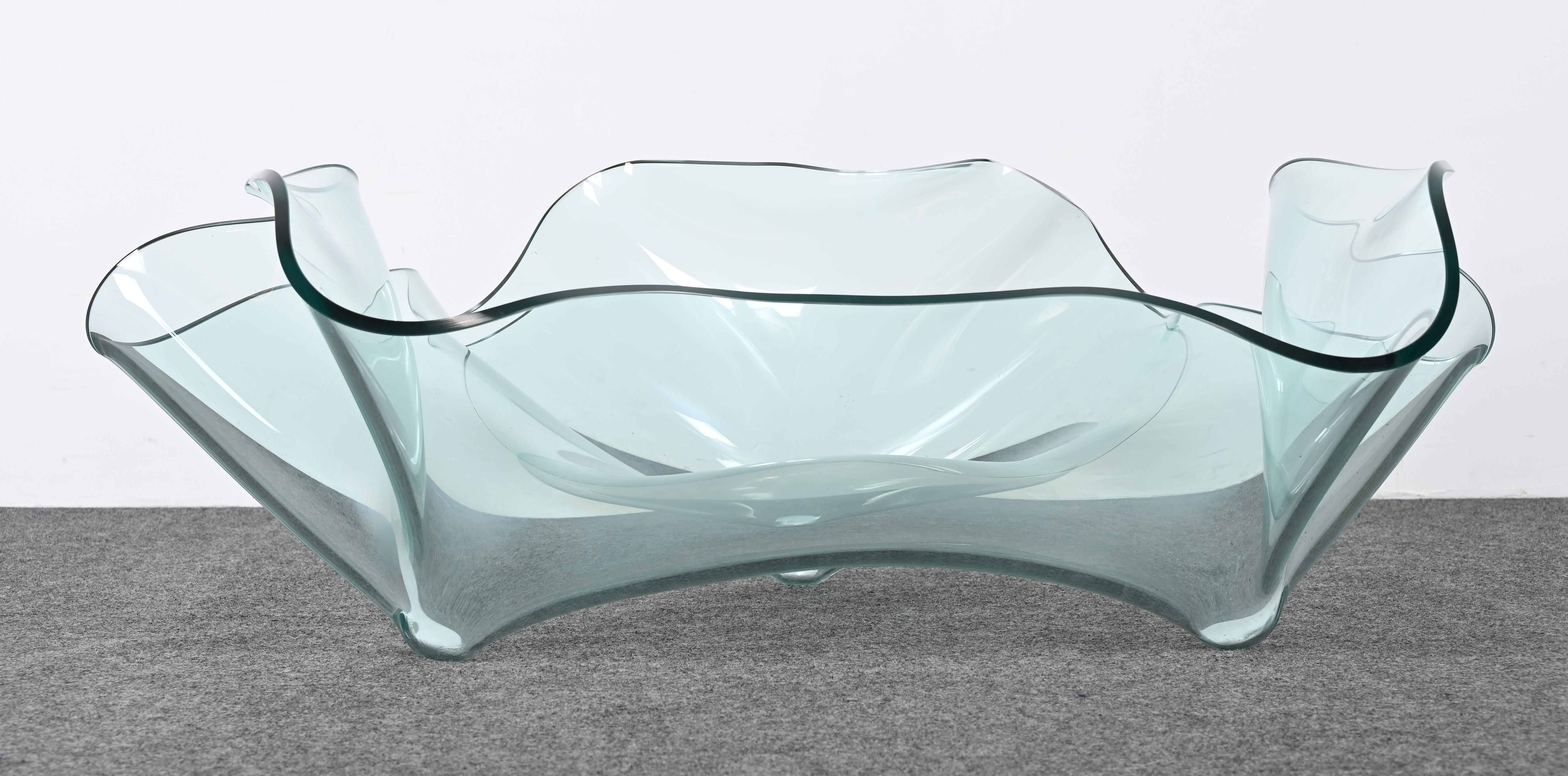 Post-Modern Laurel Fyfe Sculptural Handkerchief Art Glass Coffee Table, 1991 For Sale