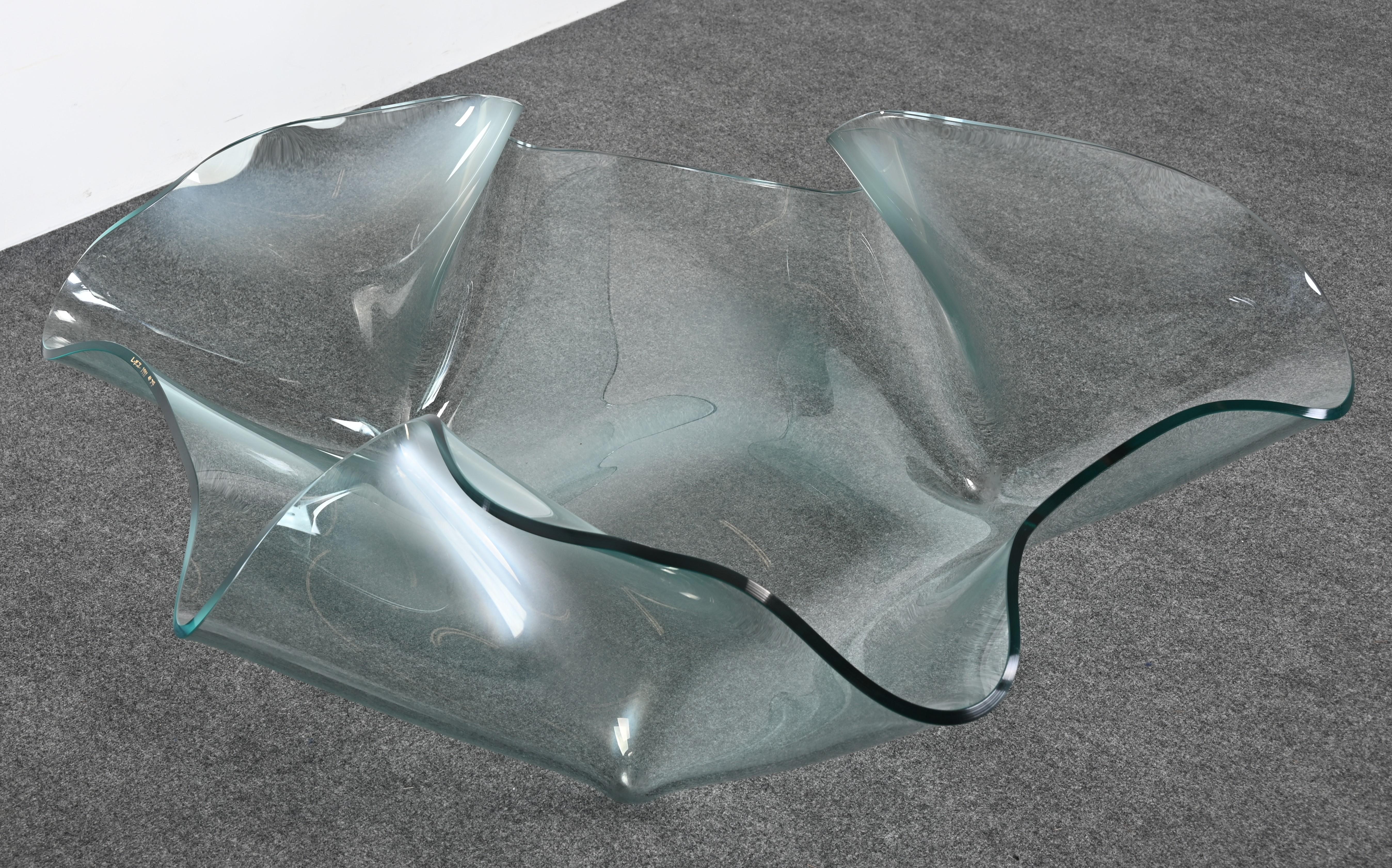 Late 20th Century Laurel Fyfe Sculptural Handkerchief Art Glass Coffee Table, 1991 For Sale