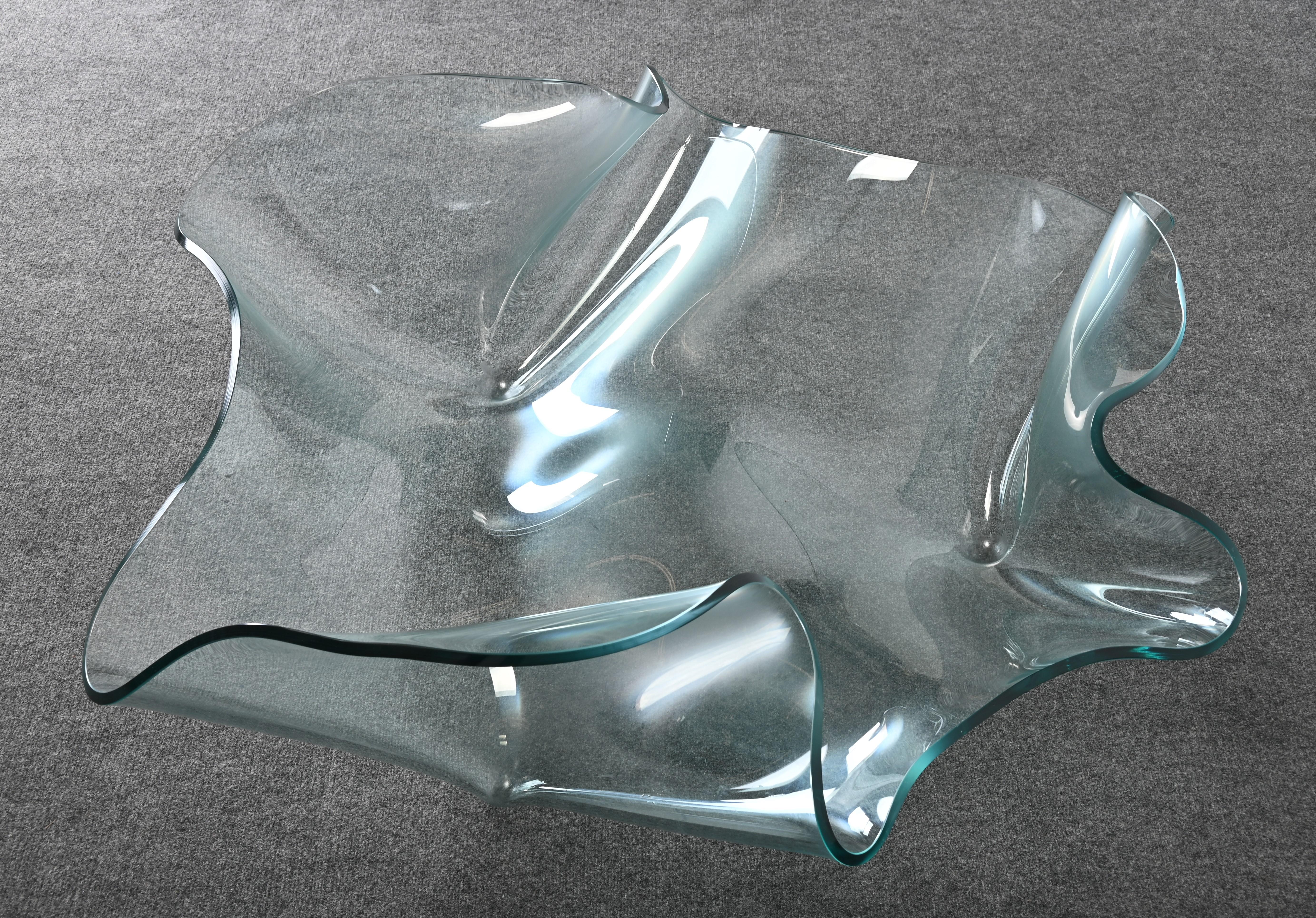 Laurel Fyfe Sculptural Handkerchief Art Glass Coffee Table, 1991 For Sale 1
