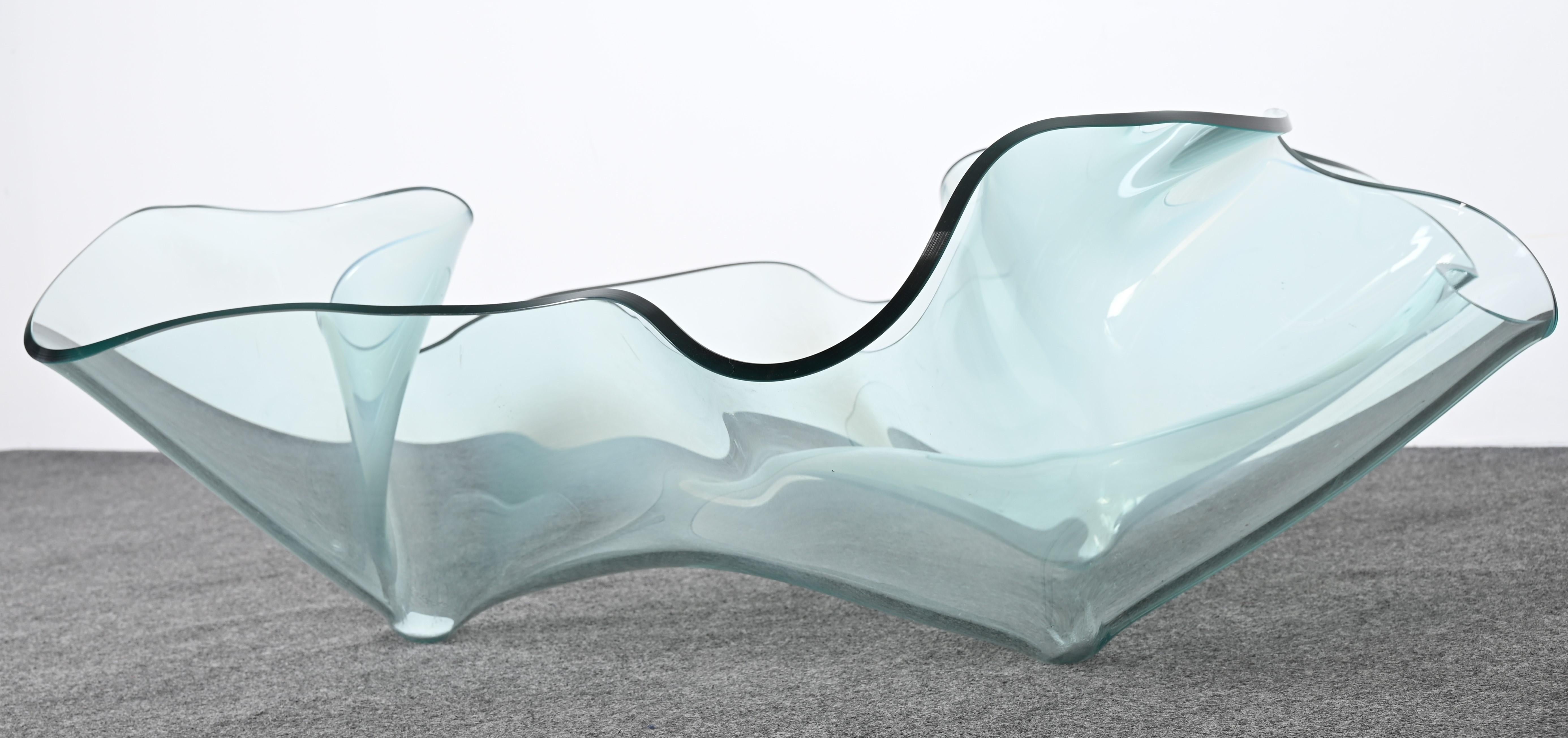 Laurel Fyfe Sculptural Handkerchief Art Glass Coffee Table, 1991 For Sale 2
