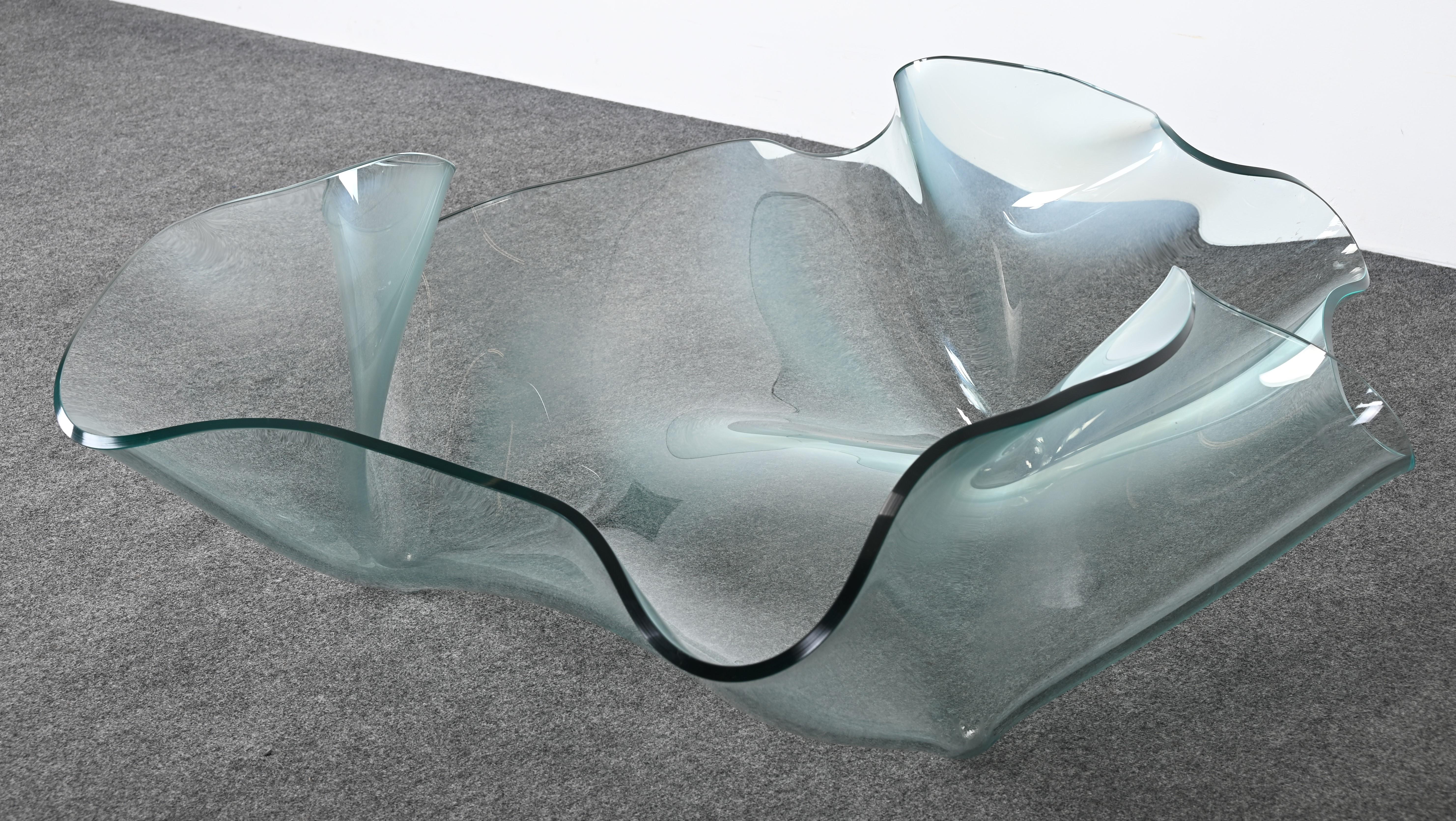 Laurel Fyfe Sculptural Handkerchief Art Glass Coffee Table, 1991 For Sale 2