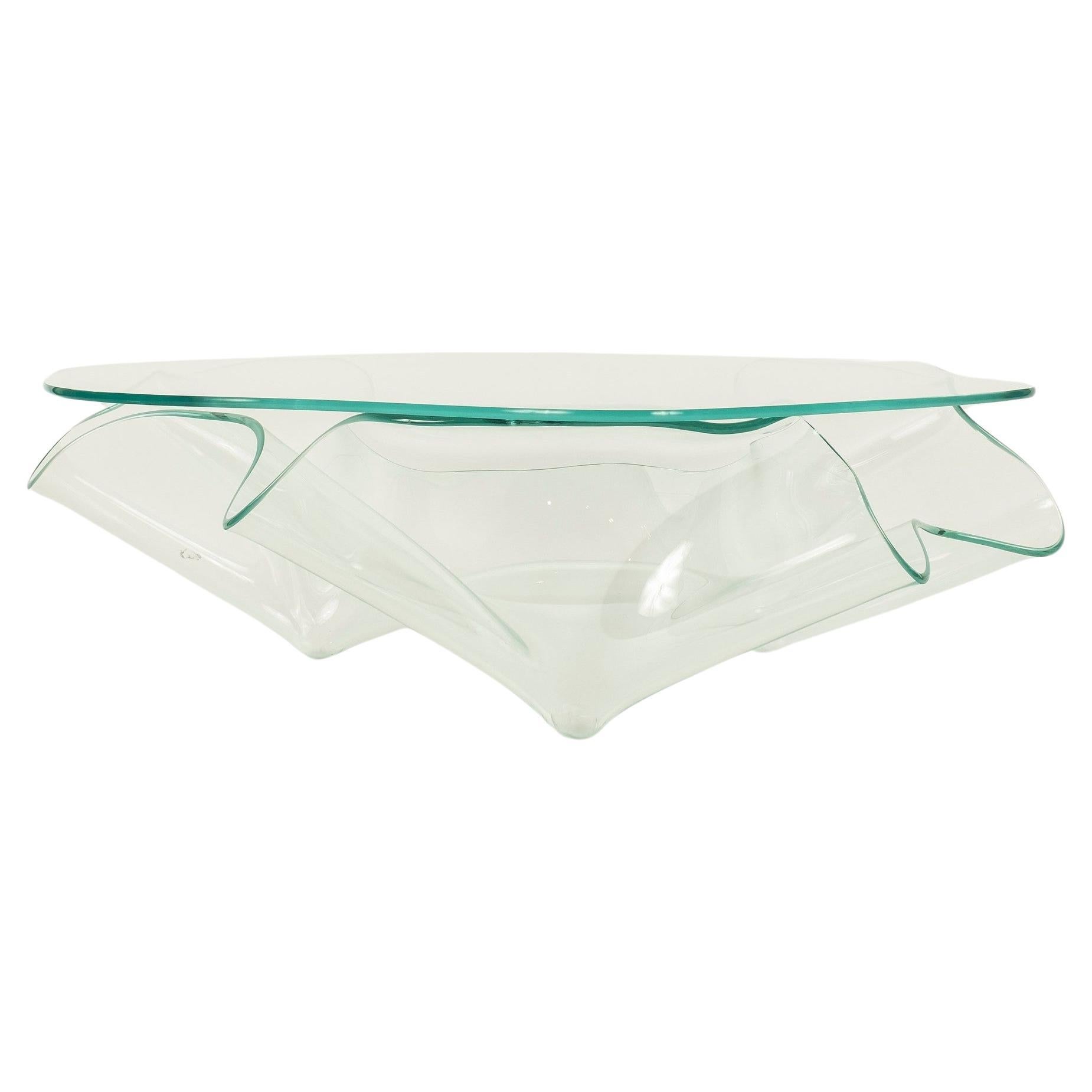 Laurel Fyfe Sculptural Handkerchief Art Glass Coffee Table