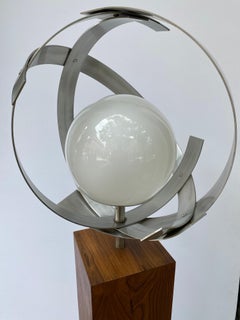 Laurel Globe Walnut and Aluminum Floor Lamp