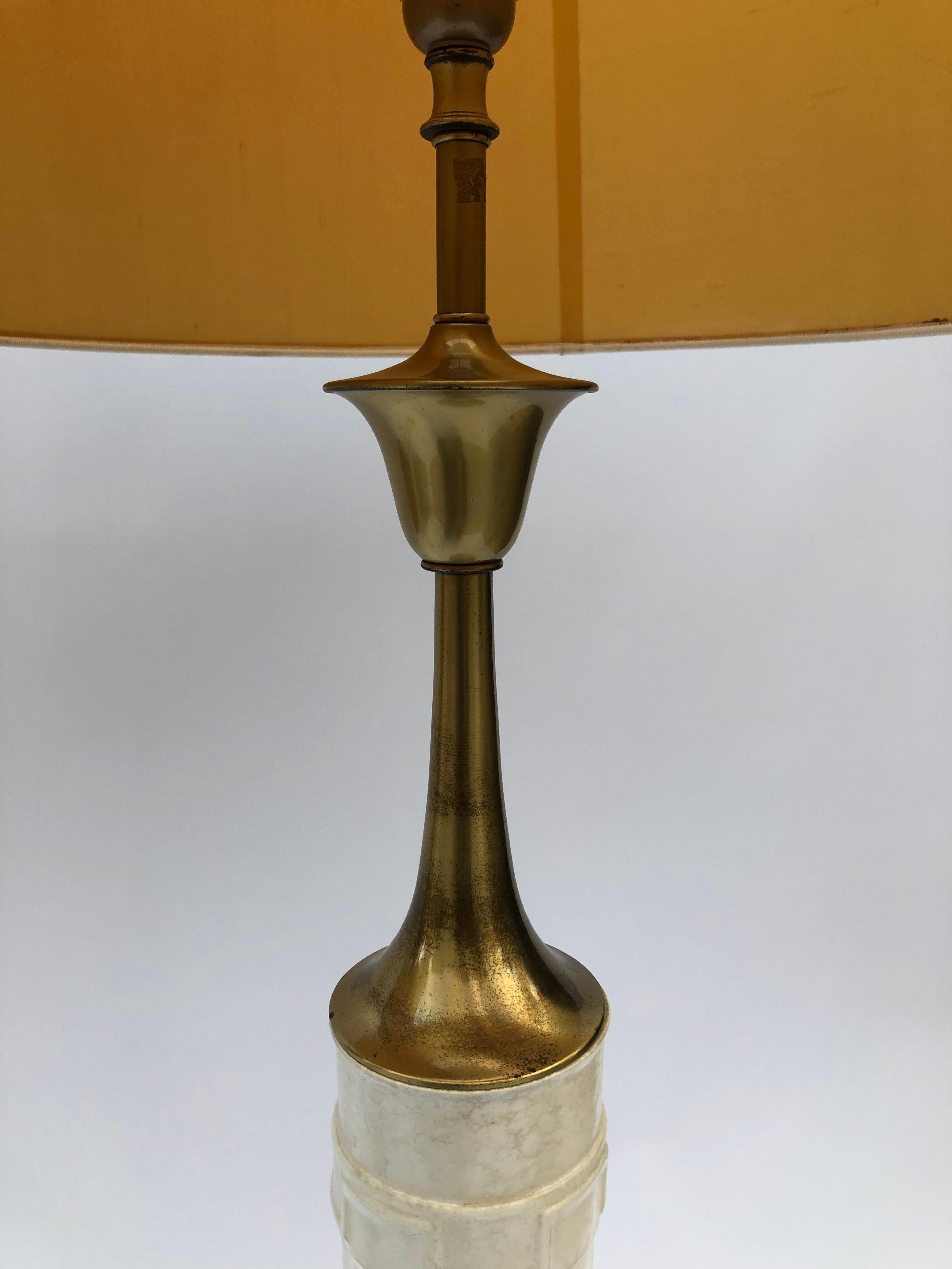 Laurel Greek Key Ceramic Brass Table Lamps 1970s Hollywood Regency Neoclassical For Sale 6