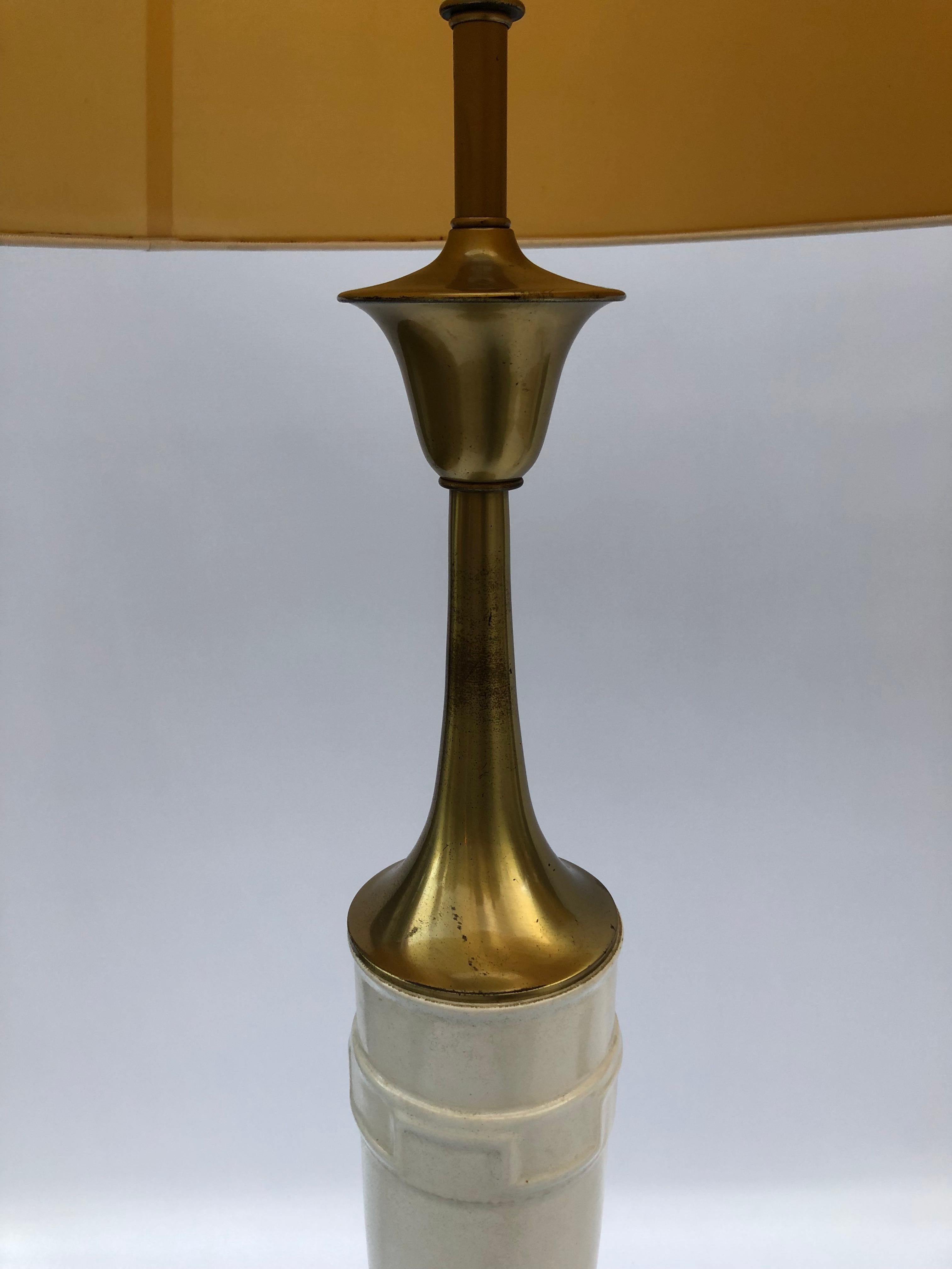 Laurel Greek Key Ceramic Brass Table Lamps 1970s Hollywood Regency Neoclassical For Sale 7