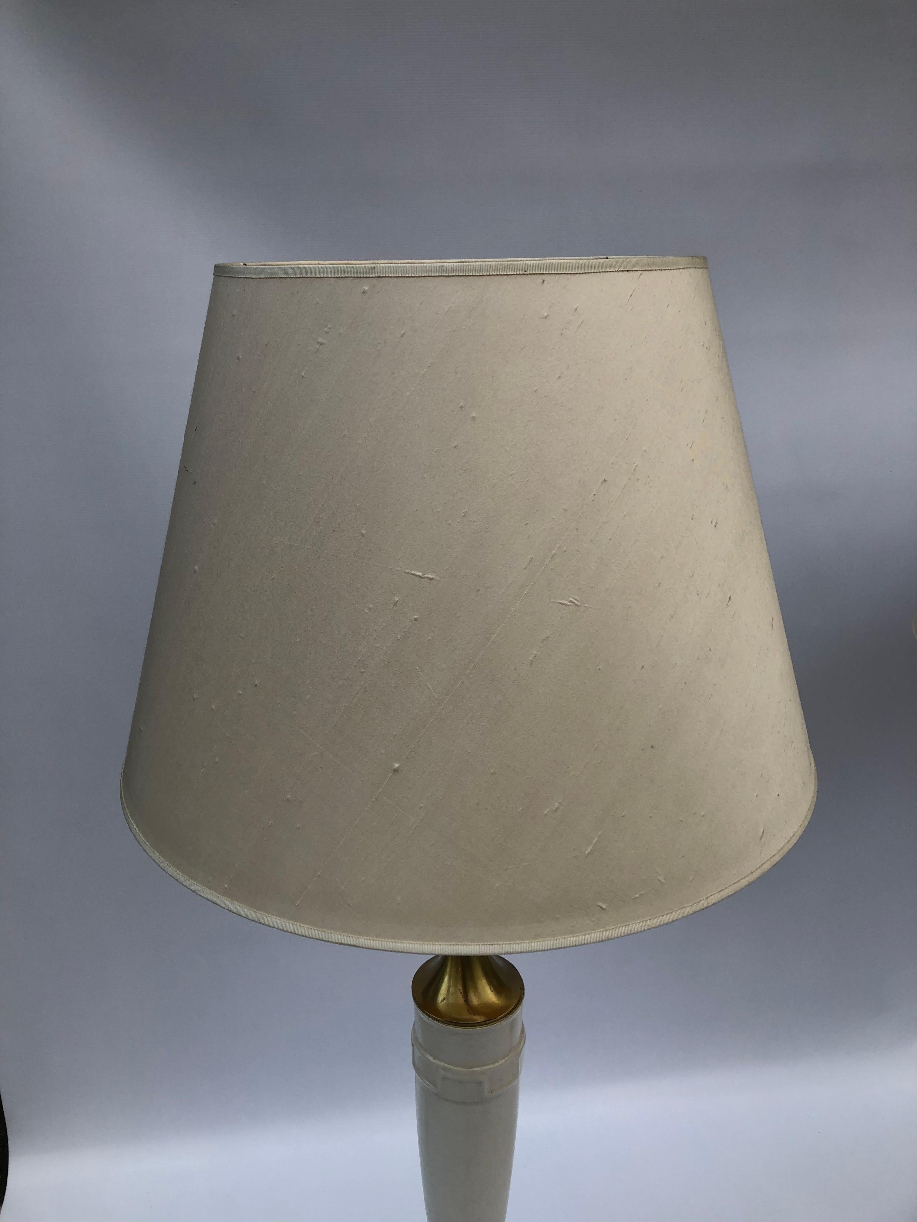 Laurel Greek Key Ceramic Brass Table Lamps 1970s Hollywood Regency Neoclassical For Sale 9