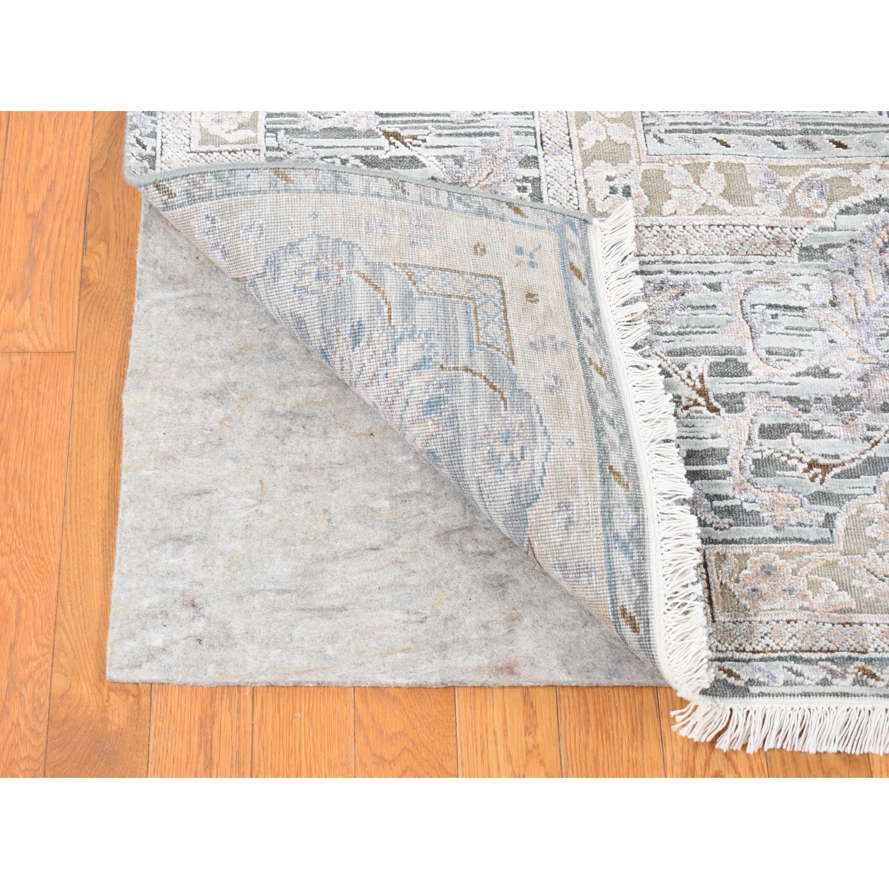 Noué à la main Tapis oriental noué à la main, vert laurier et motif moghol, 7'10