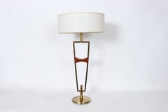 Laurel Lamp Co. Abstract Mast Form Walnut & Brass Table Lamp, C. 1960