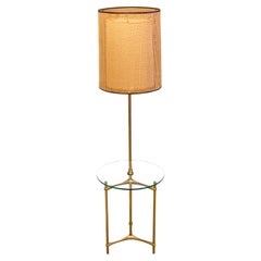 Retro Laurel Lamp Co Mid Century Modern Brass Double Shade Glass Table Floor Lamp