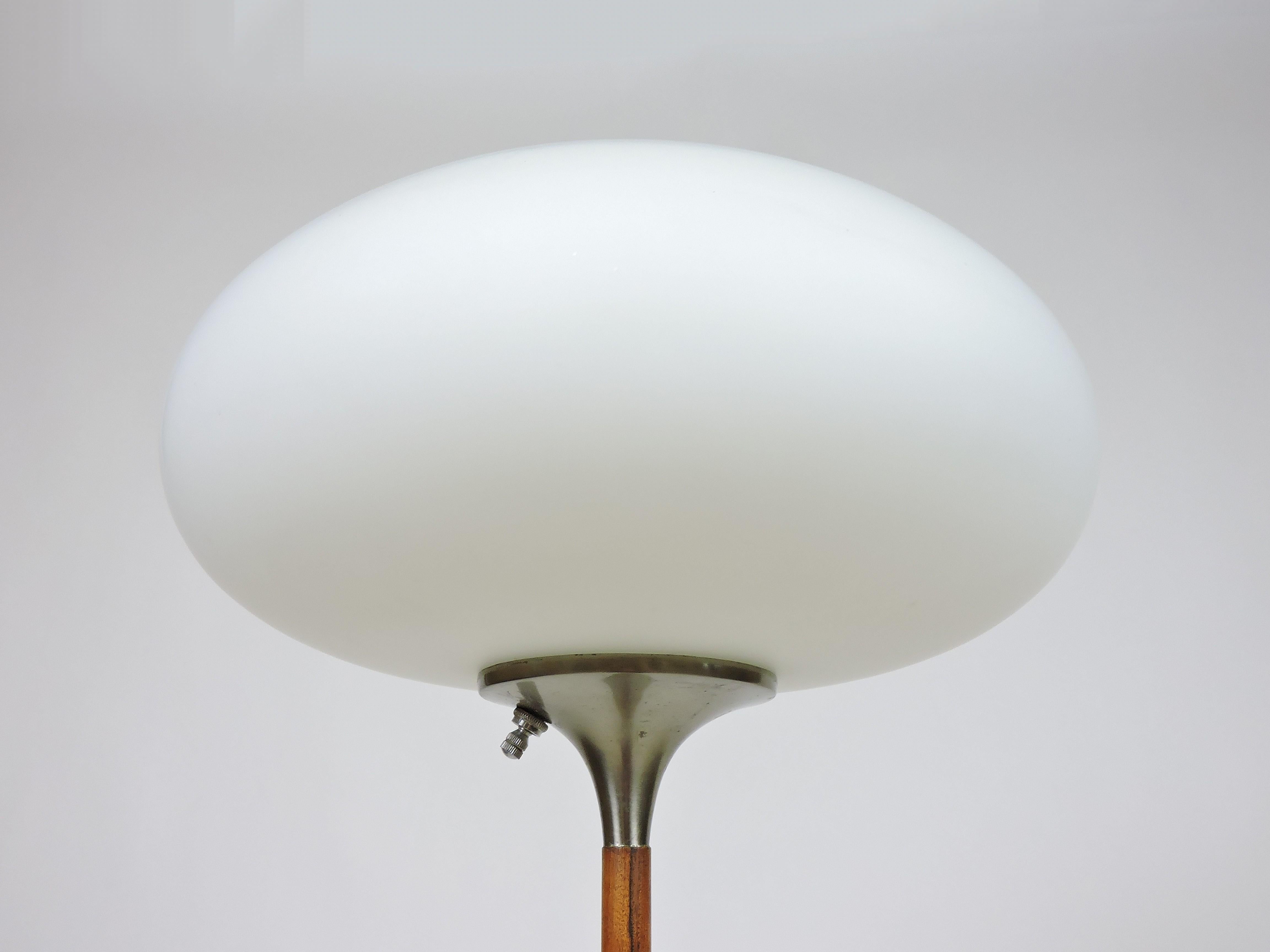 American Laurel Lamp Co. Mid-Century Modern Mushroom Metal and Rosewood Floor Lamp
