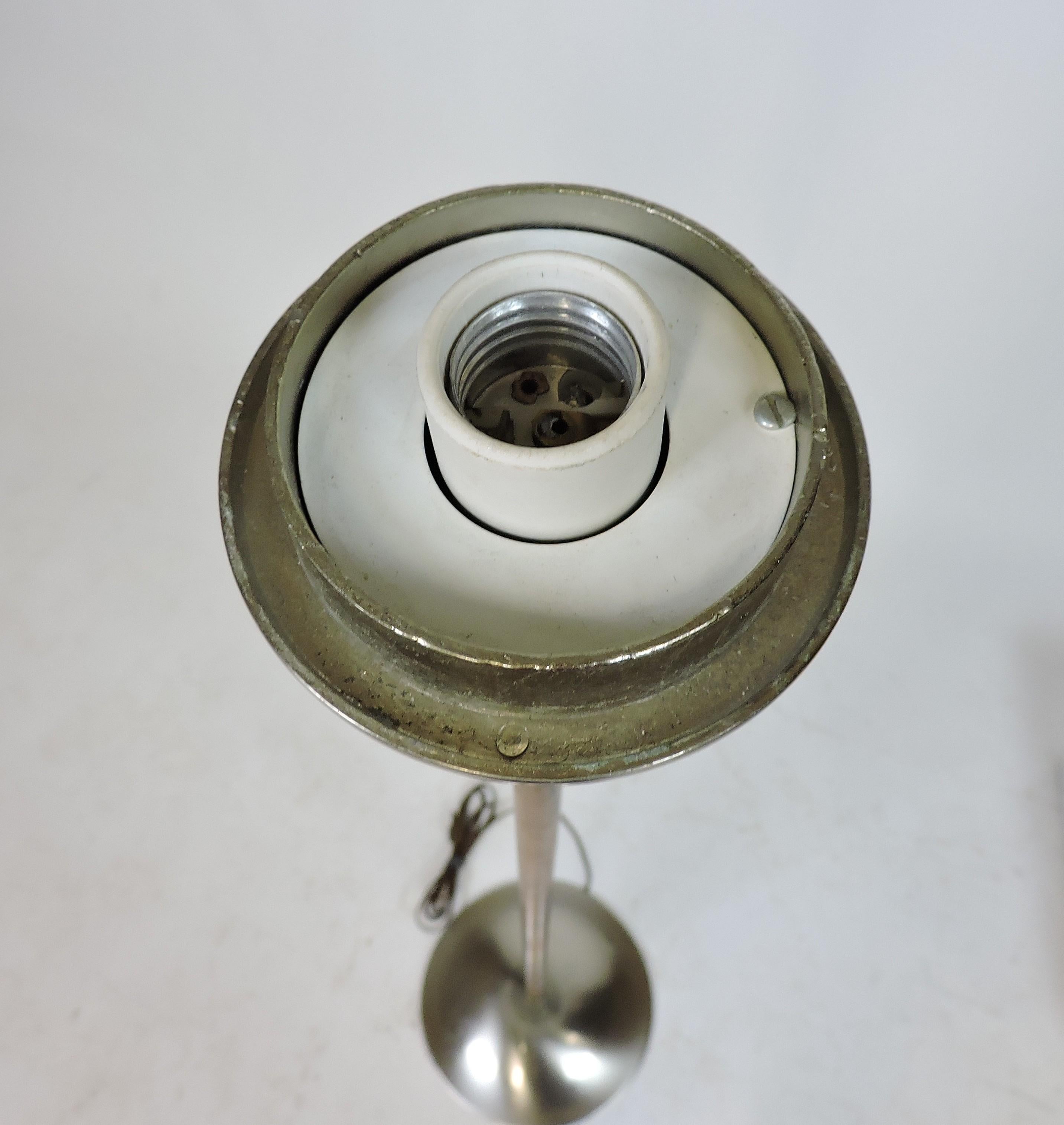 Brushed Laurel Lamp Co. Mid-Century Modern Mushroom Metal and Rosewood Floor Lamp