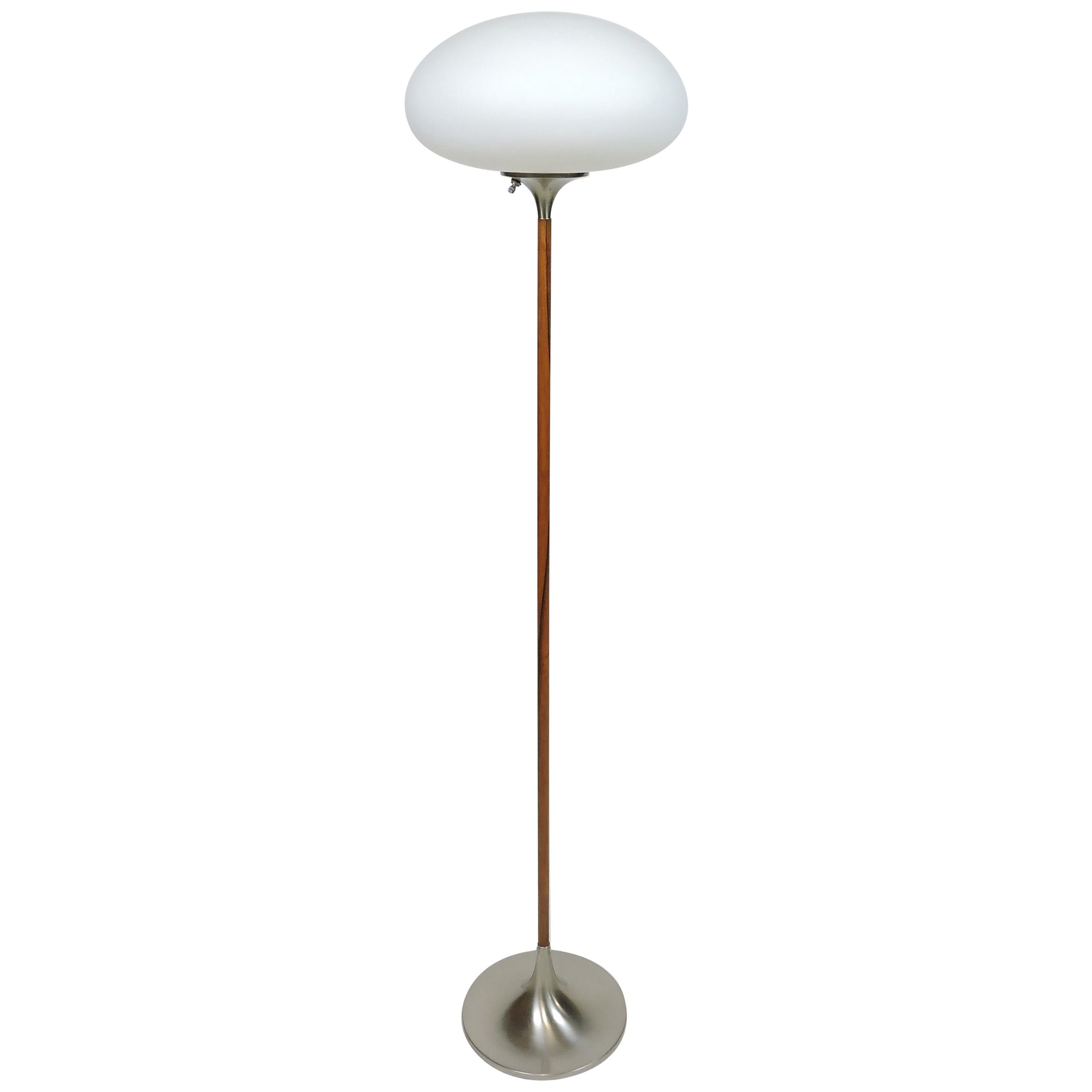 Laurel Lamp Co. Mid-Century Modern Mushroom Metal and Rosewood Floor Lamp
