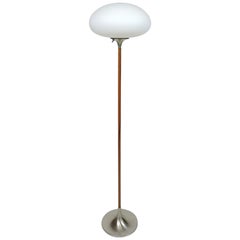 Vintage Laurel Lamp Co. Mid-Century Modern Mushroom Metal and Rosewood Floor Lamp