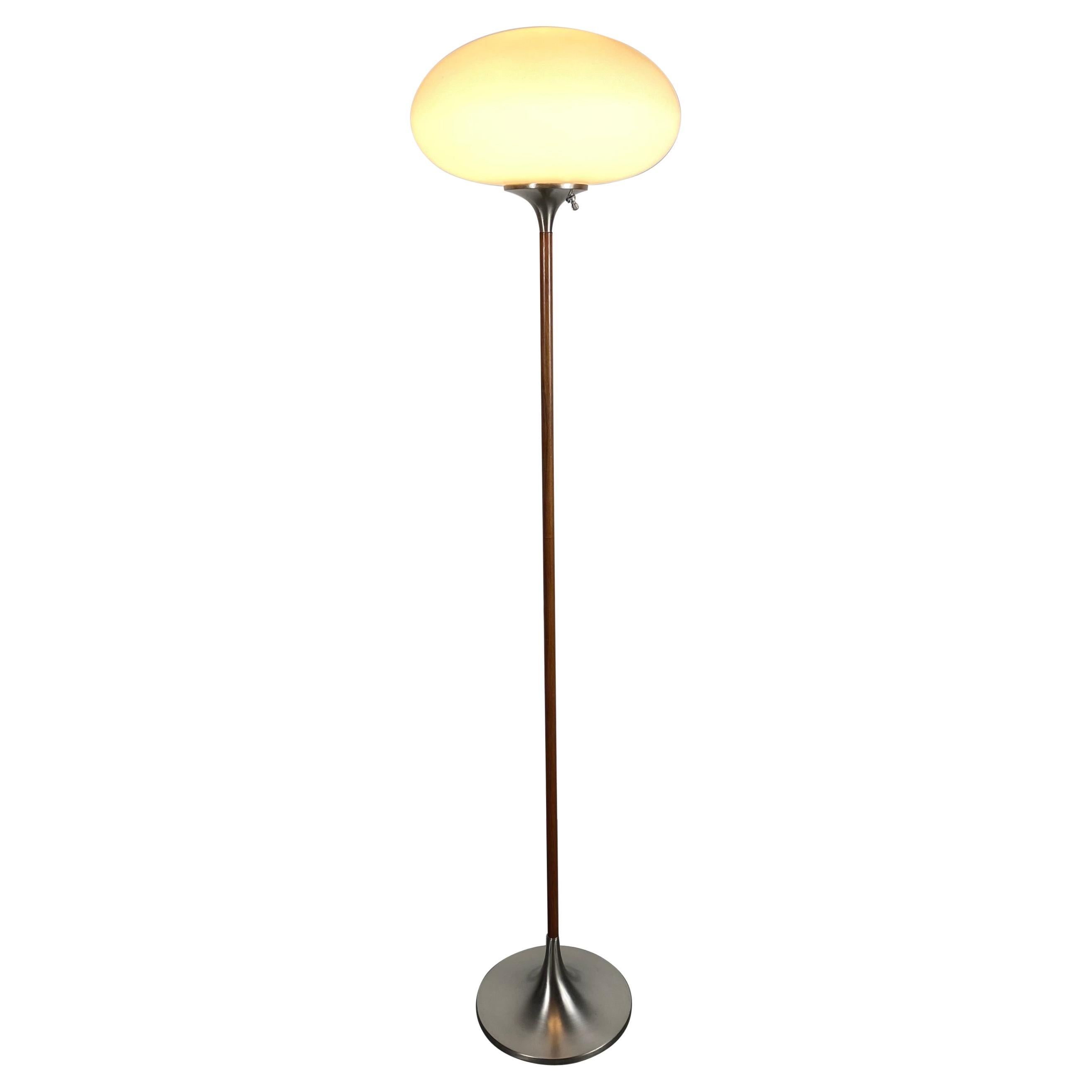 Laurel Lamp Co. Mid-Century Modern Mushroom Metal and Rosewood Floor Lamp